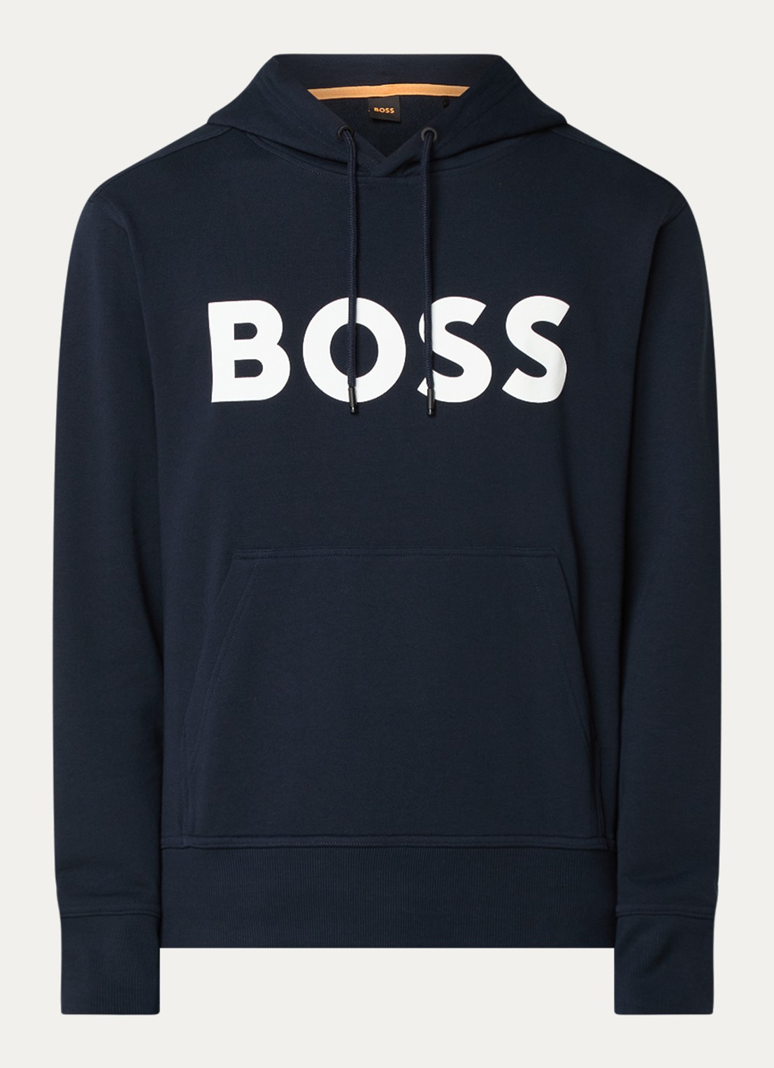 BOSS Webasic hoodie met logoprint - voorkant 2 donkerblauw