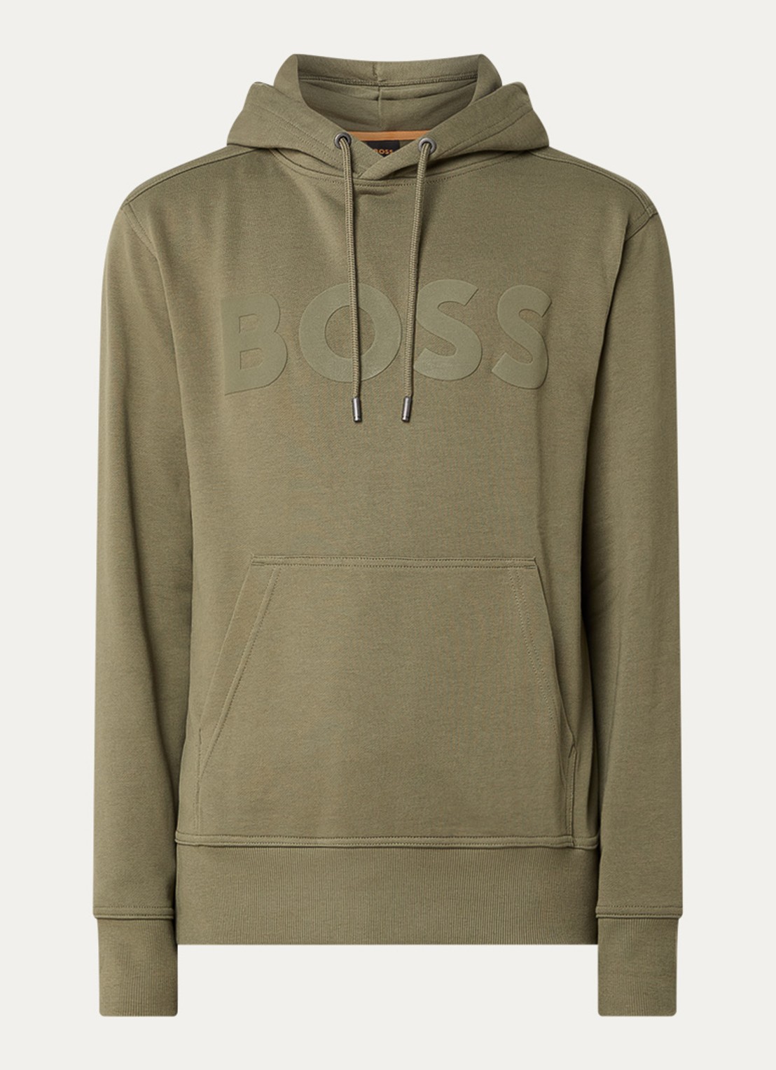 BOSS Webasic hoodie met logoprint - voorkant 3 legergroen