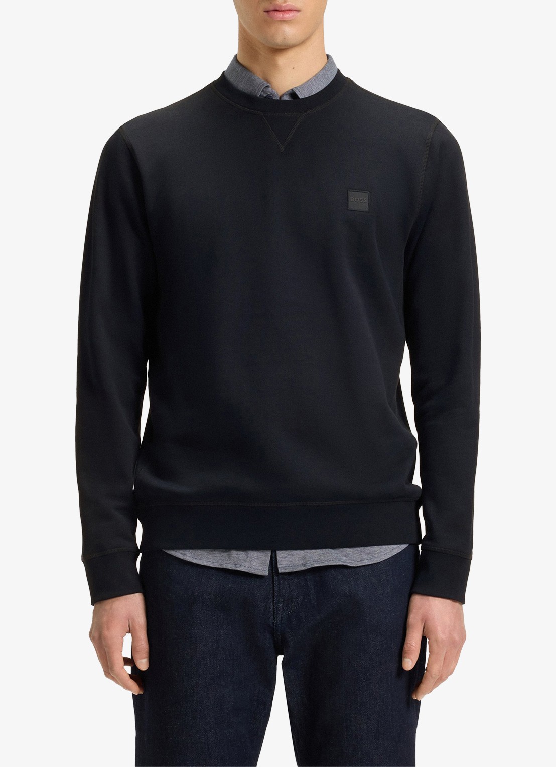 BOSS Westart sweater met logo - detail dark blue-404 / blauw