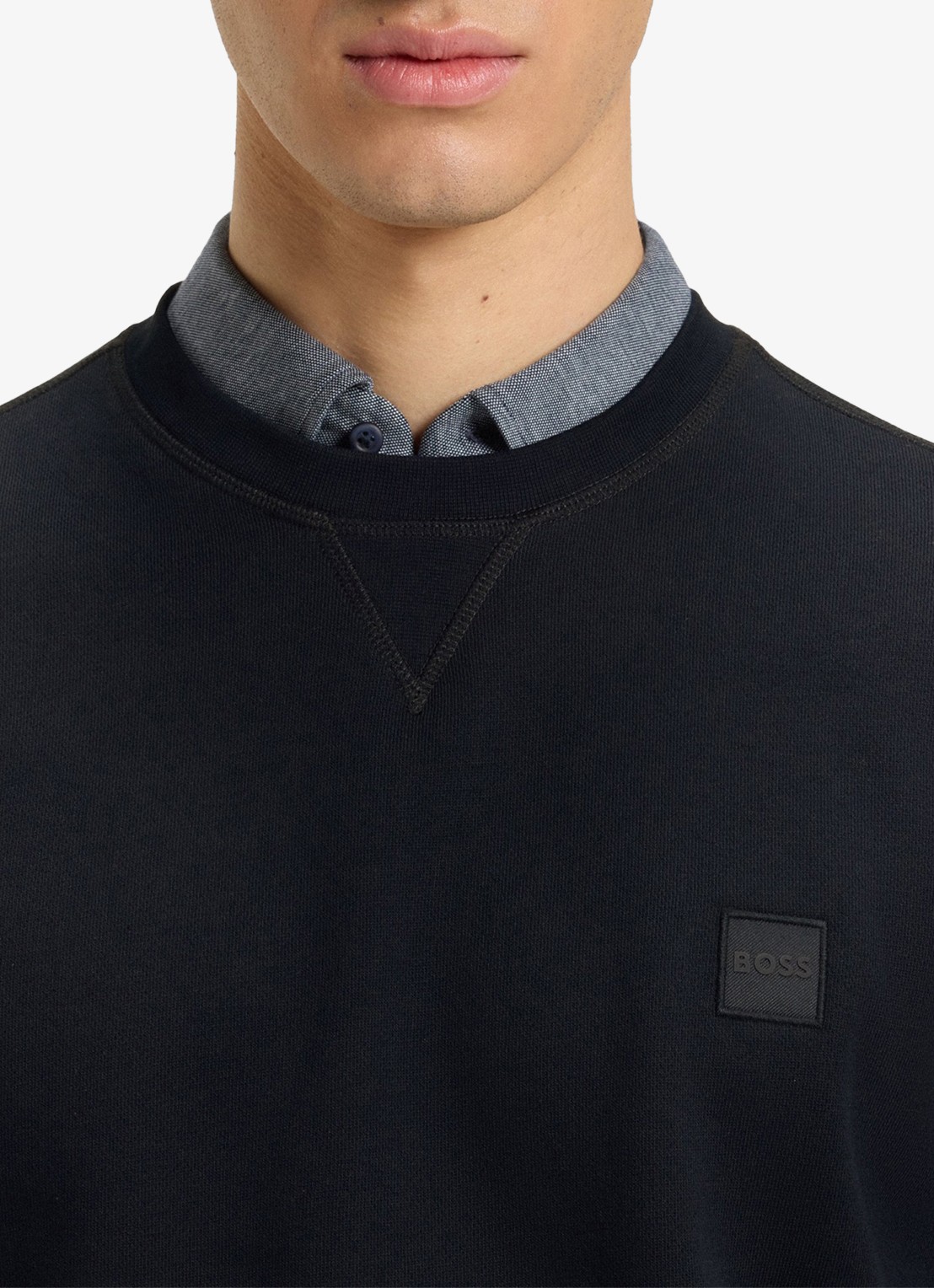 BOSS Westart sweater met logo - detail 2 dark blue-404 / blauw