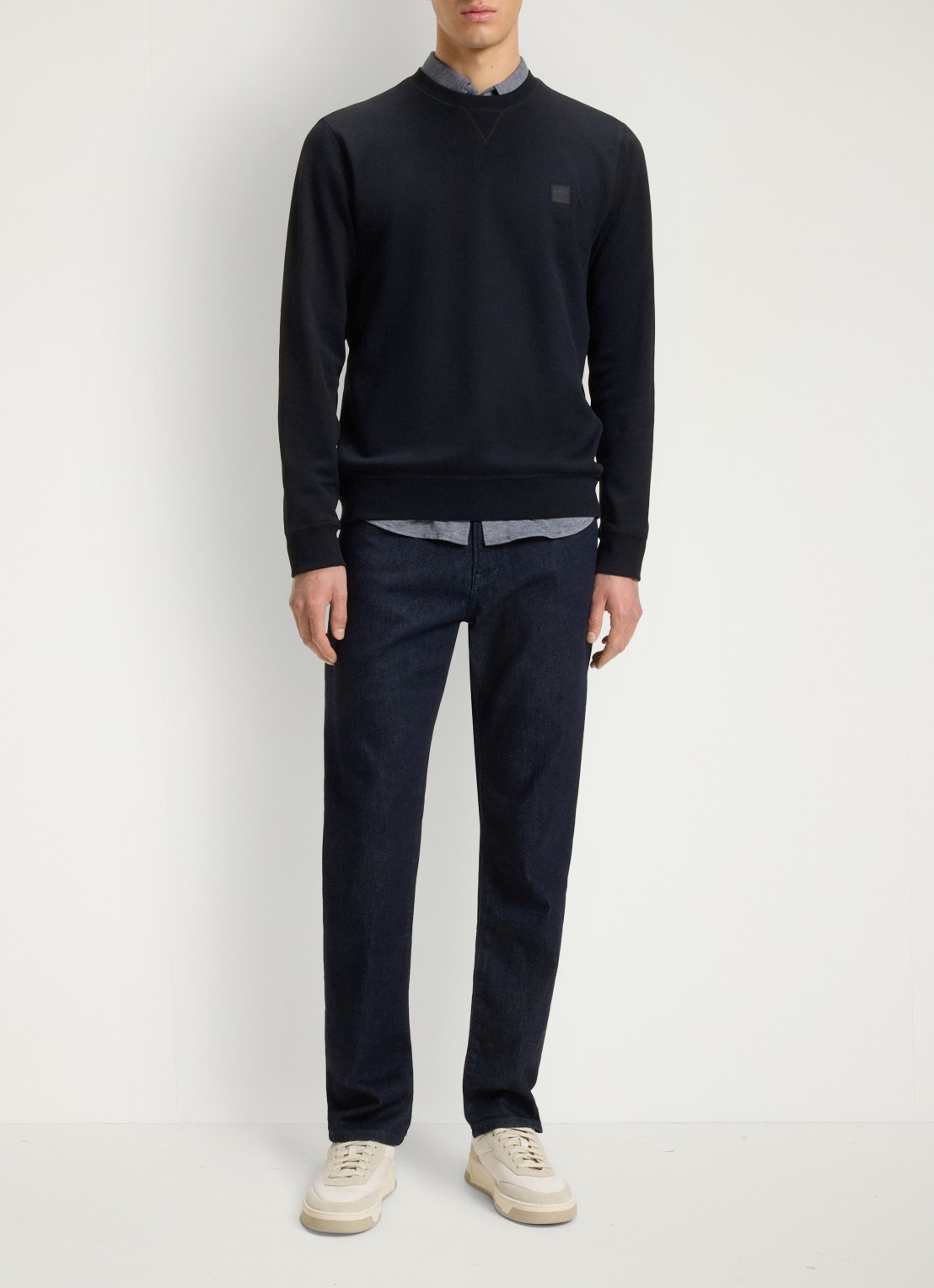 BOSS Westart sweater met logo - voorkant 4 dark blue-404 / blauw