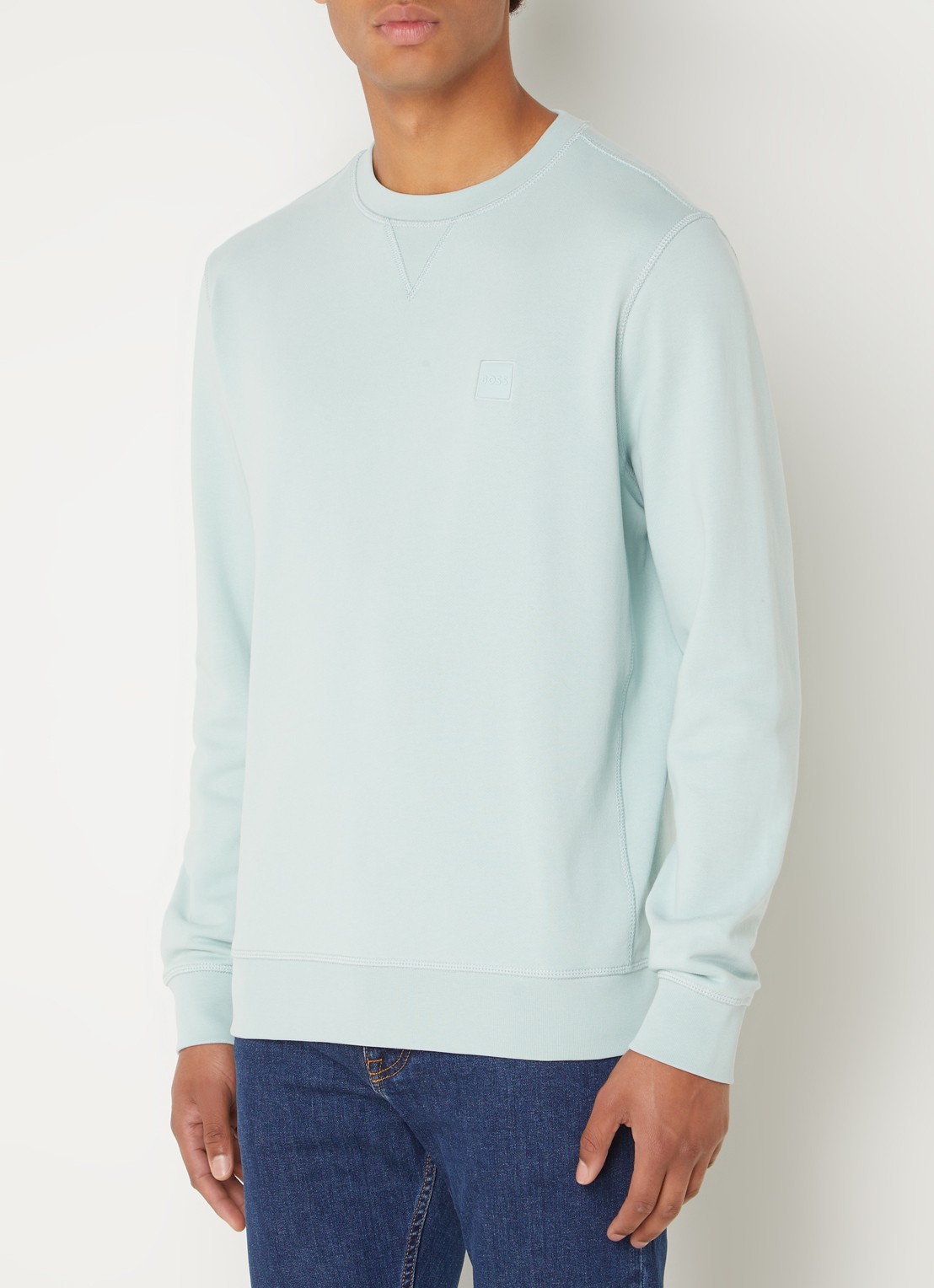 BOSS Westart sweater met logo - detail turquoise/aqua-446 / lichtgroen