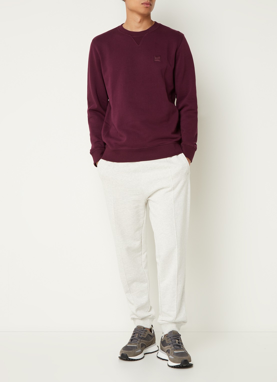BOSS Westart sweater met logo - voorkant 2 medium purple-510 / paars