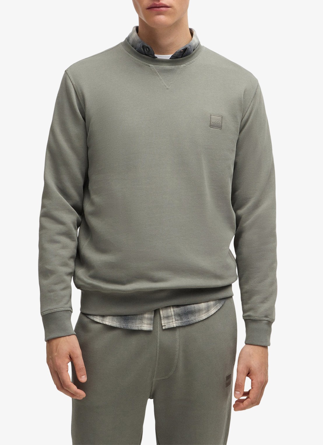BOSS Westart sweater met logo - detail 3 open grey-076 / grijs