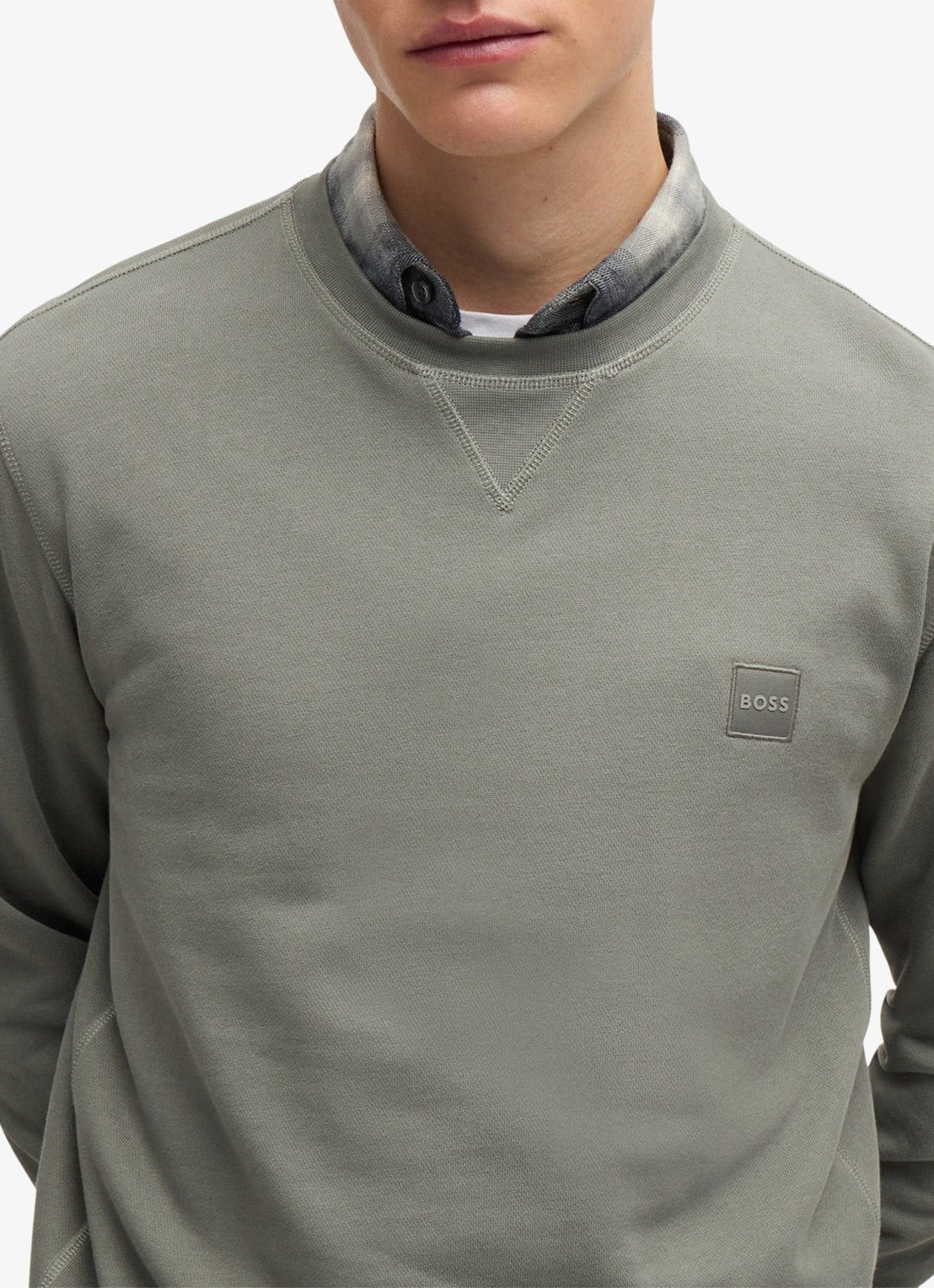 BOSS Westart sweater met logo - detail 4 open grey-076 / grijs