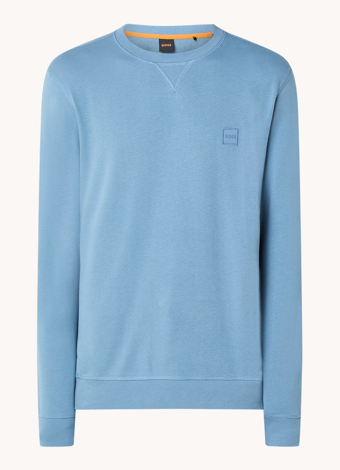 BOSS Westart sweater met logo - voorkant 3 open blue-472 / lichtblauw