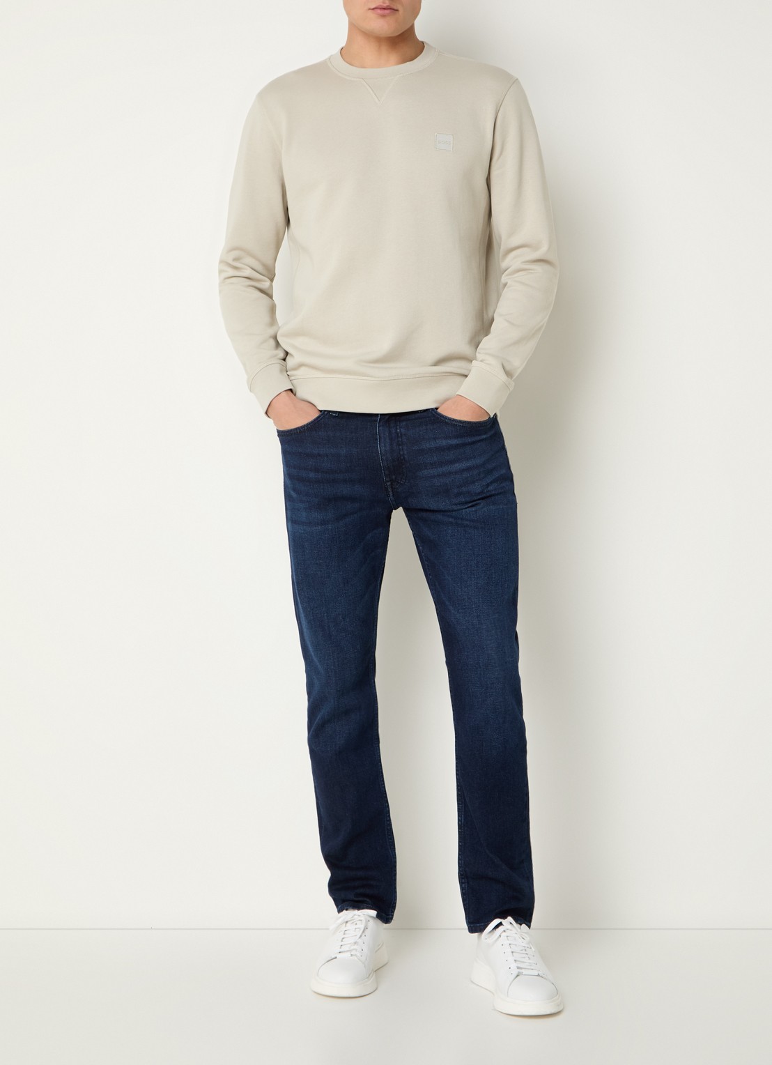 BOSS Westart sweater met logo - voorkant 4 light beige-271 / beige