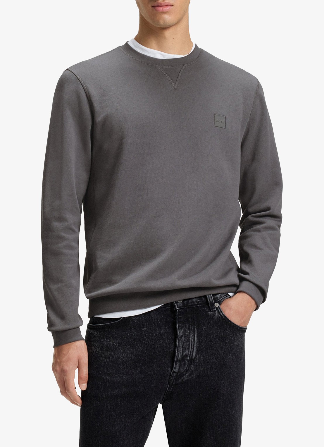 BOSS Westart sweater met logo - detail 4 open grey-062 / grijs