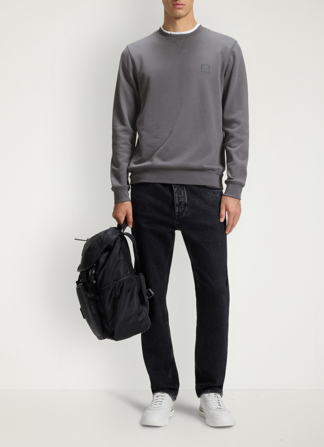 BOSS Westart sweater met logo - voorkant 2 open grey-062 / grijs