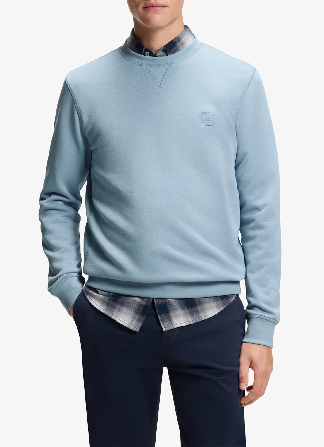 BOSS Westart sweater met logo - detail 4 light/pastel blue-451 / lichtblauw