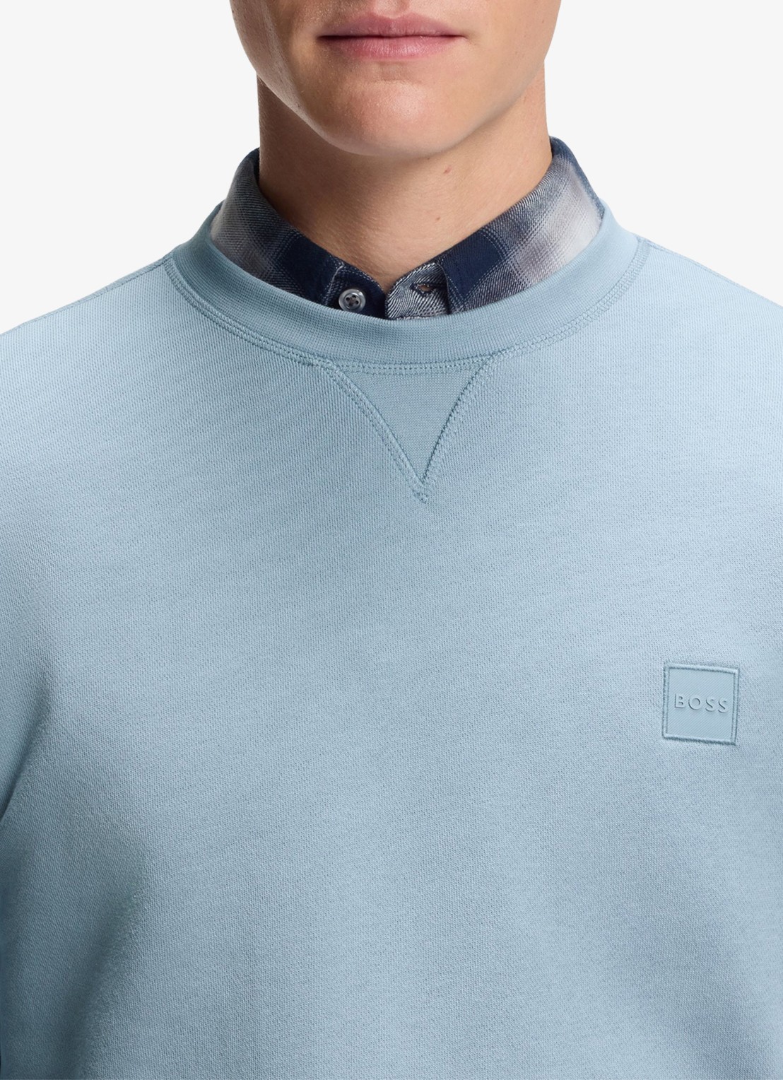 BOSS Westart sweater met logo - detail 5 light/pastel blue-451 / lichtblauw