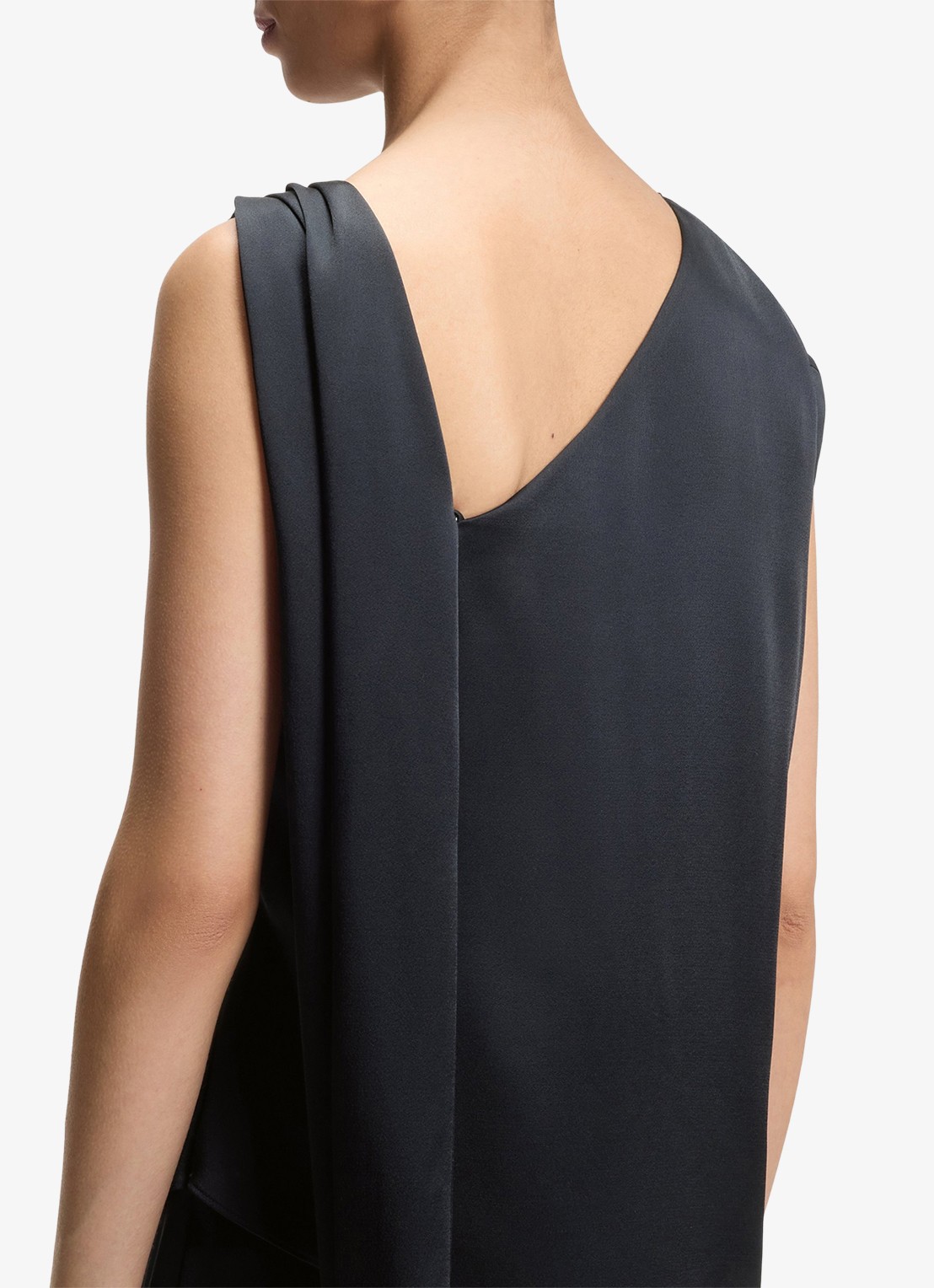 BOSS Wide fit jumpsuit met watervalhals - detail 6 donkerblauw