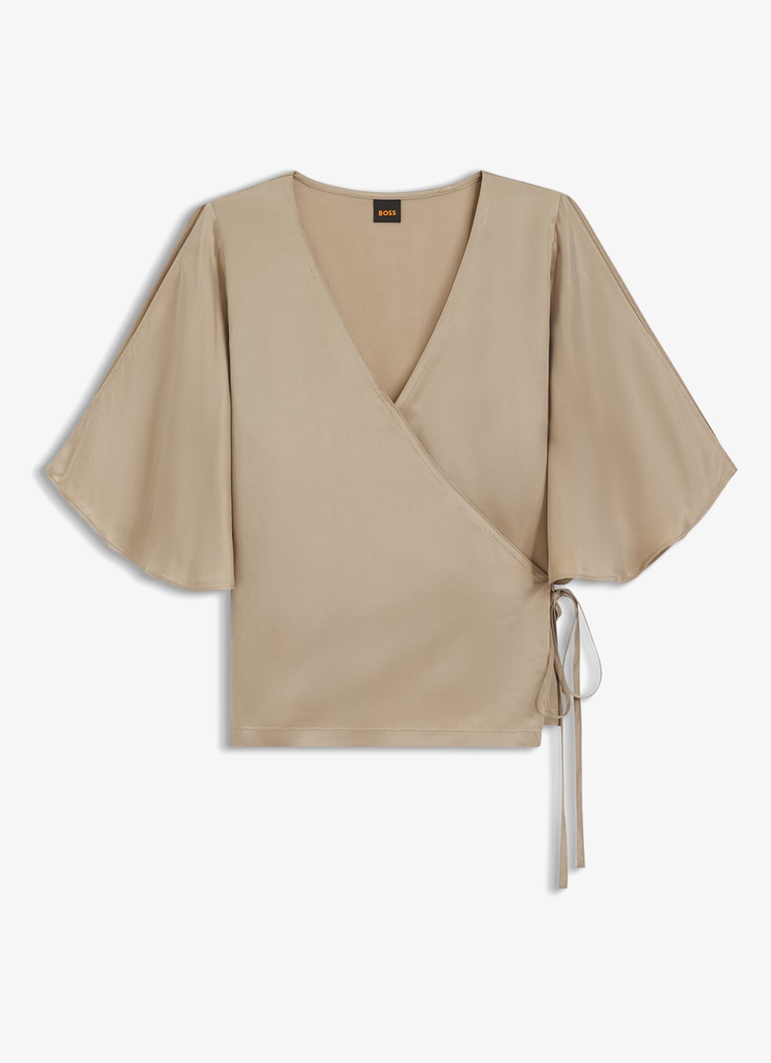 BOSS Wikkeltop met vlindermouw - voorkant 3 beige