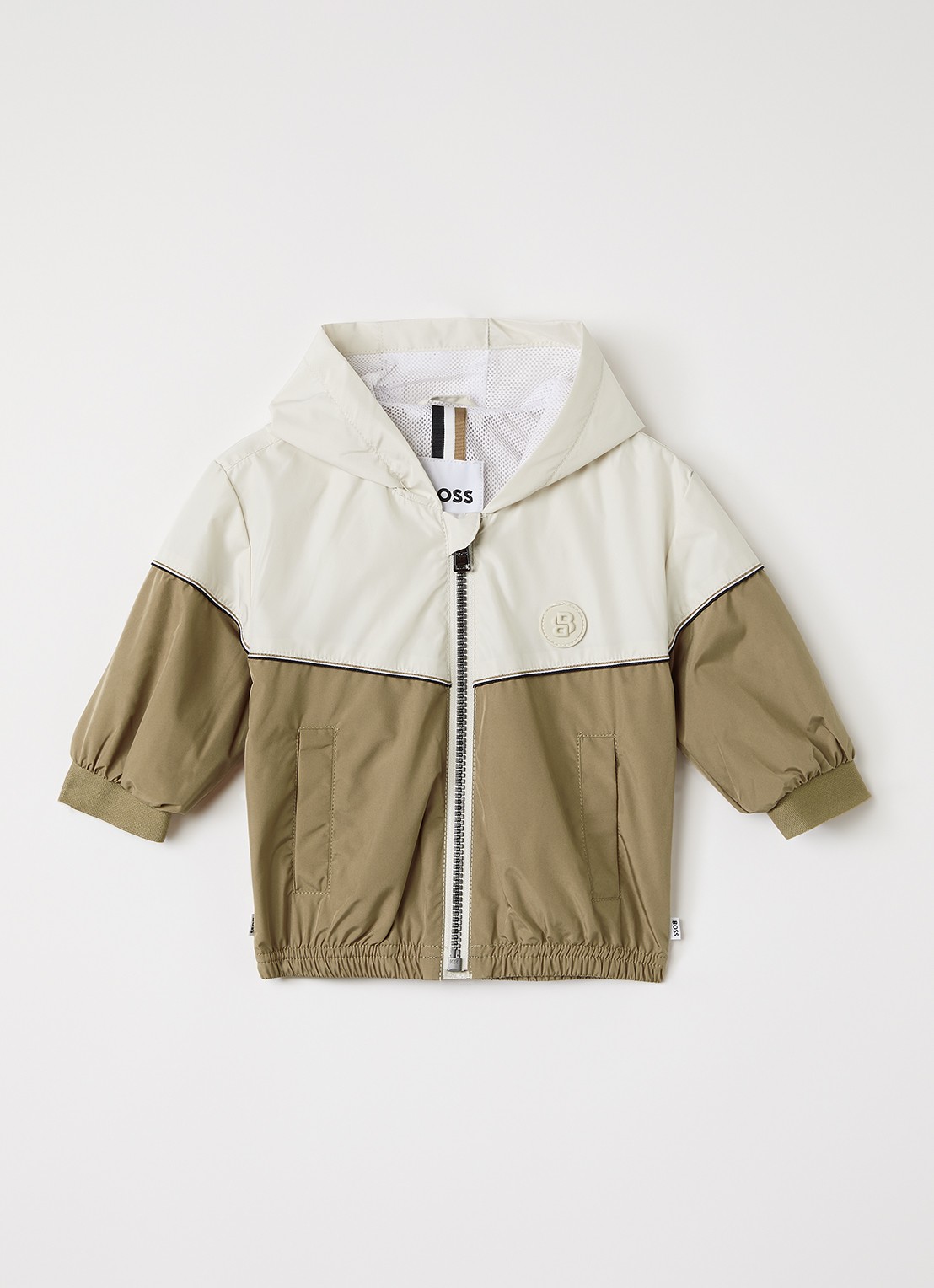 BOSS Windjack met logo - voorkant taupe