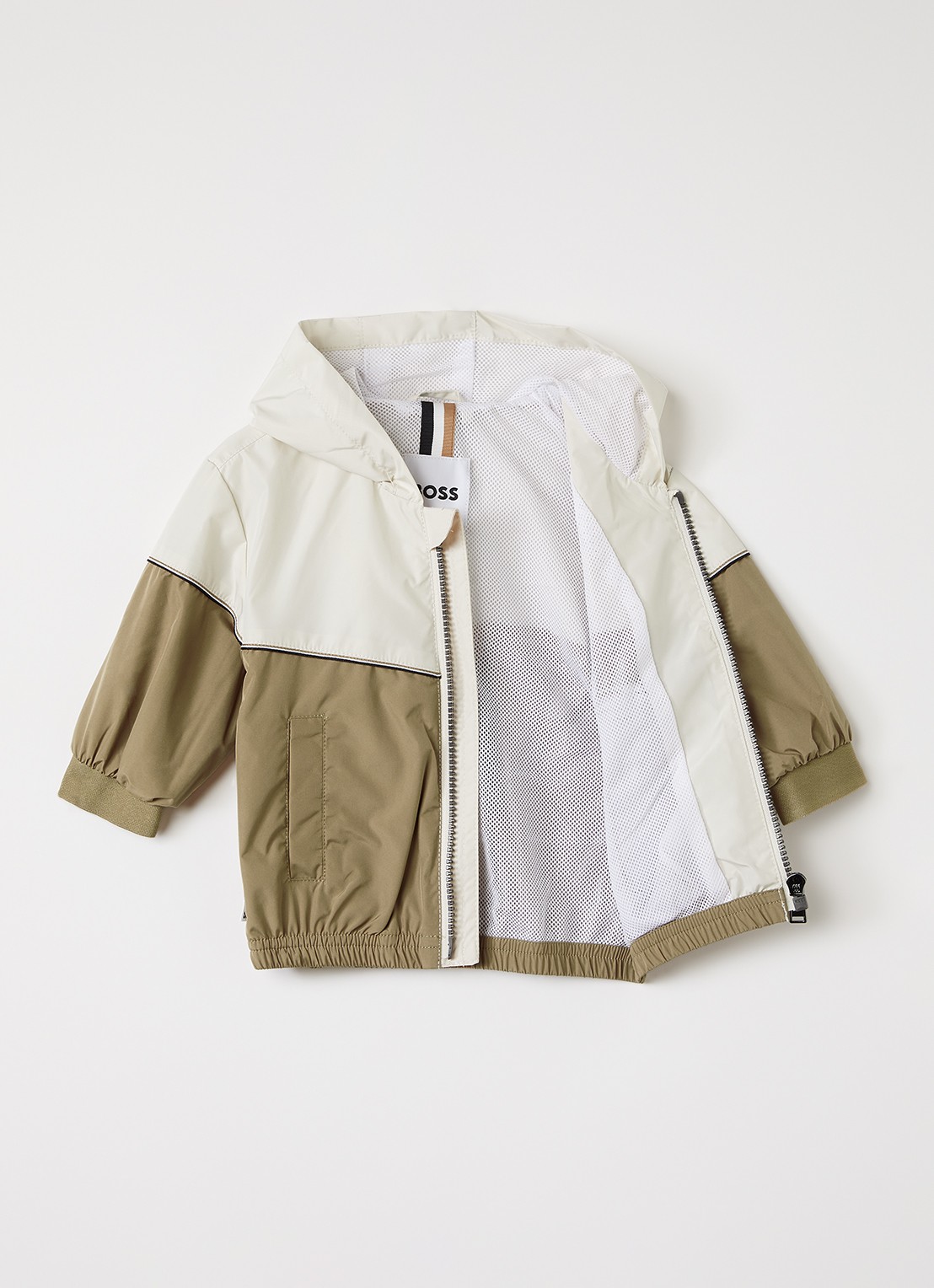 BOSS Windjack met logo - voorkant 2 taupe