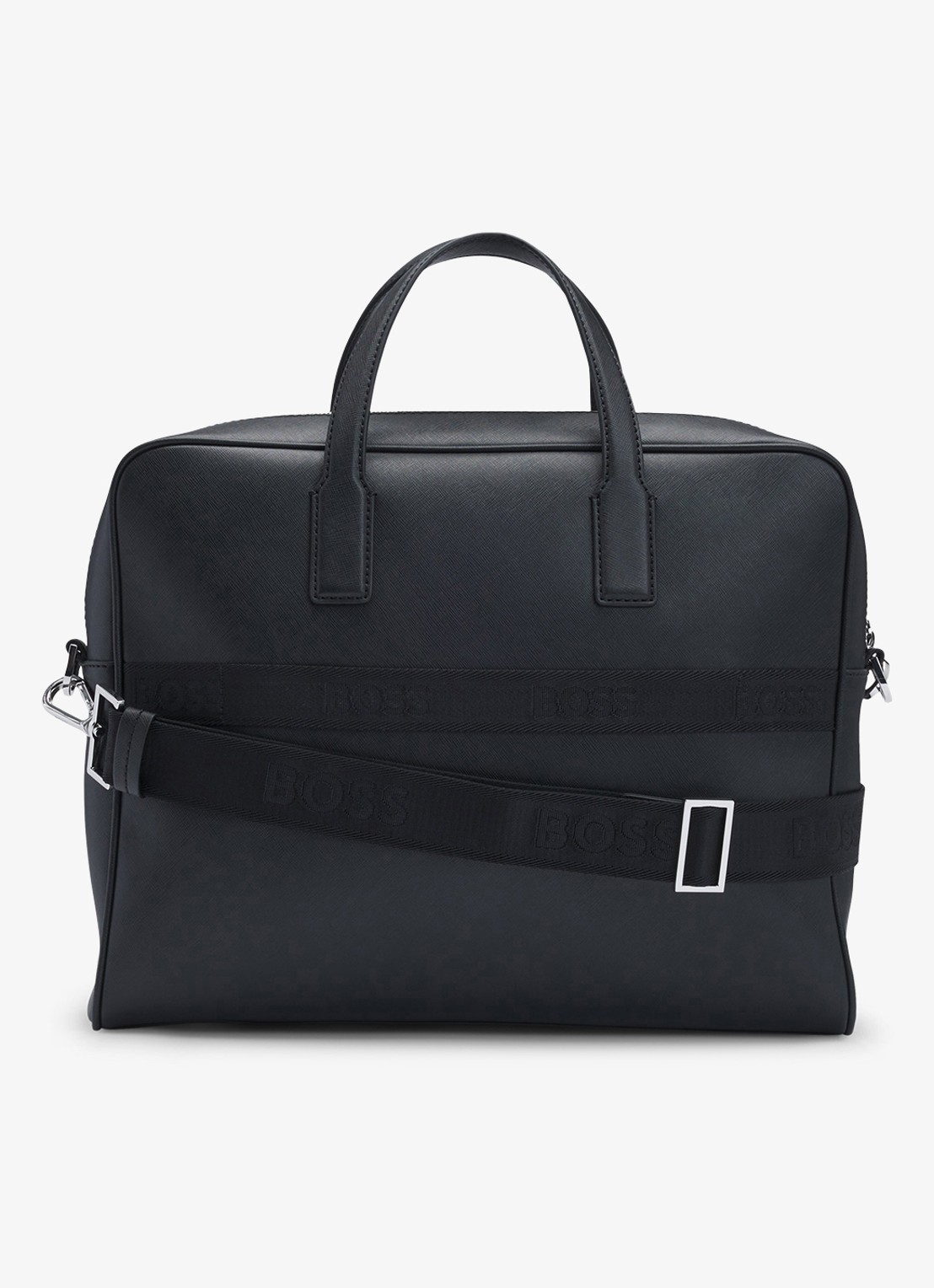 BOSS Zair businesstas van leer met 15 inch laptopvak - achterkant 4 zwart