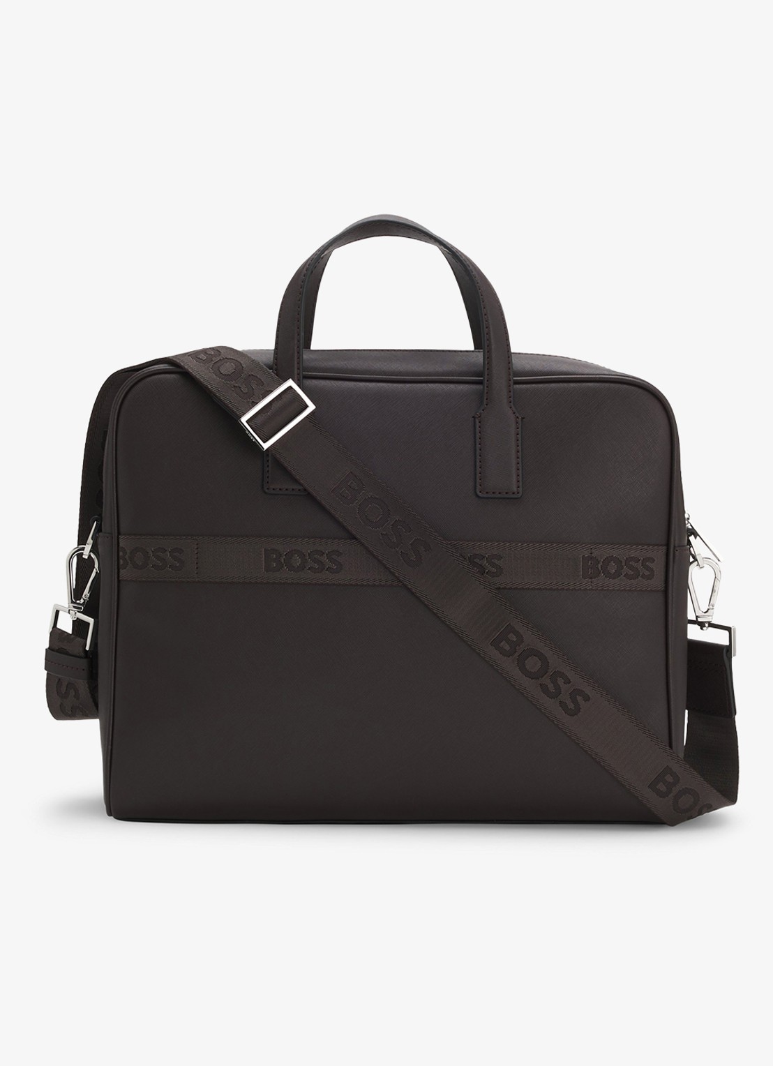 BOSS Zair businesstas van leer met 15 inch laptopvak - achterkant donkerbruin