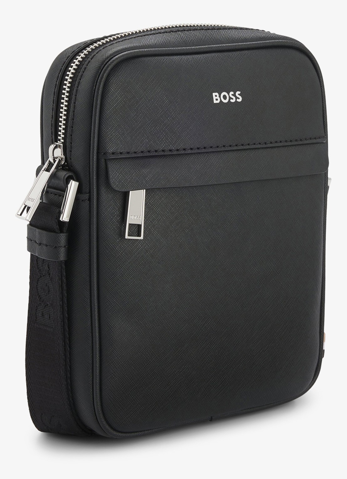 BOSS Zair crossbodytas van leer - detail 3 zwart
