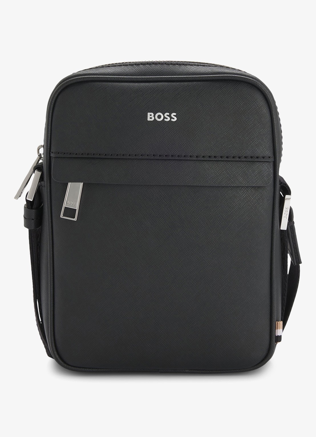 BOSS Zair crossbodytas van leer - voorkant 5 zwart