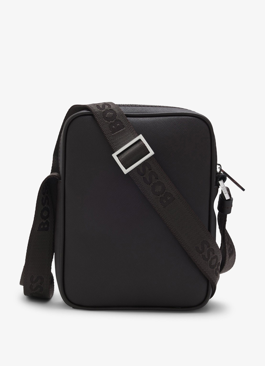 BOSS Zair crossbodytas van leer - achterkant donkerbruin