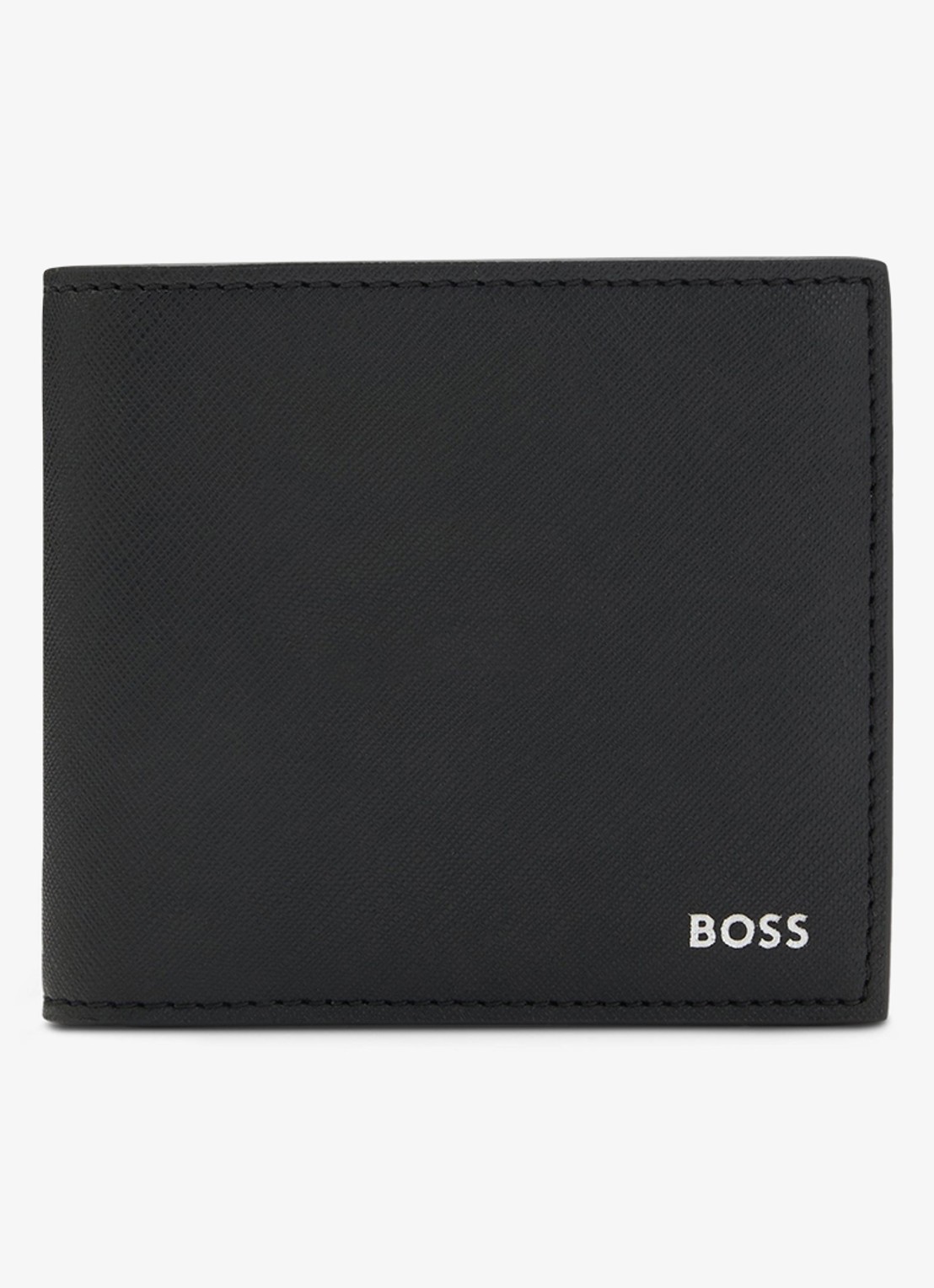 BOSS Zair portemonnee van leer met logo - voorkant 2 zwart