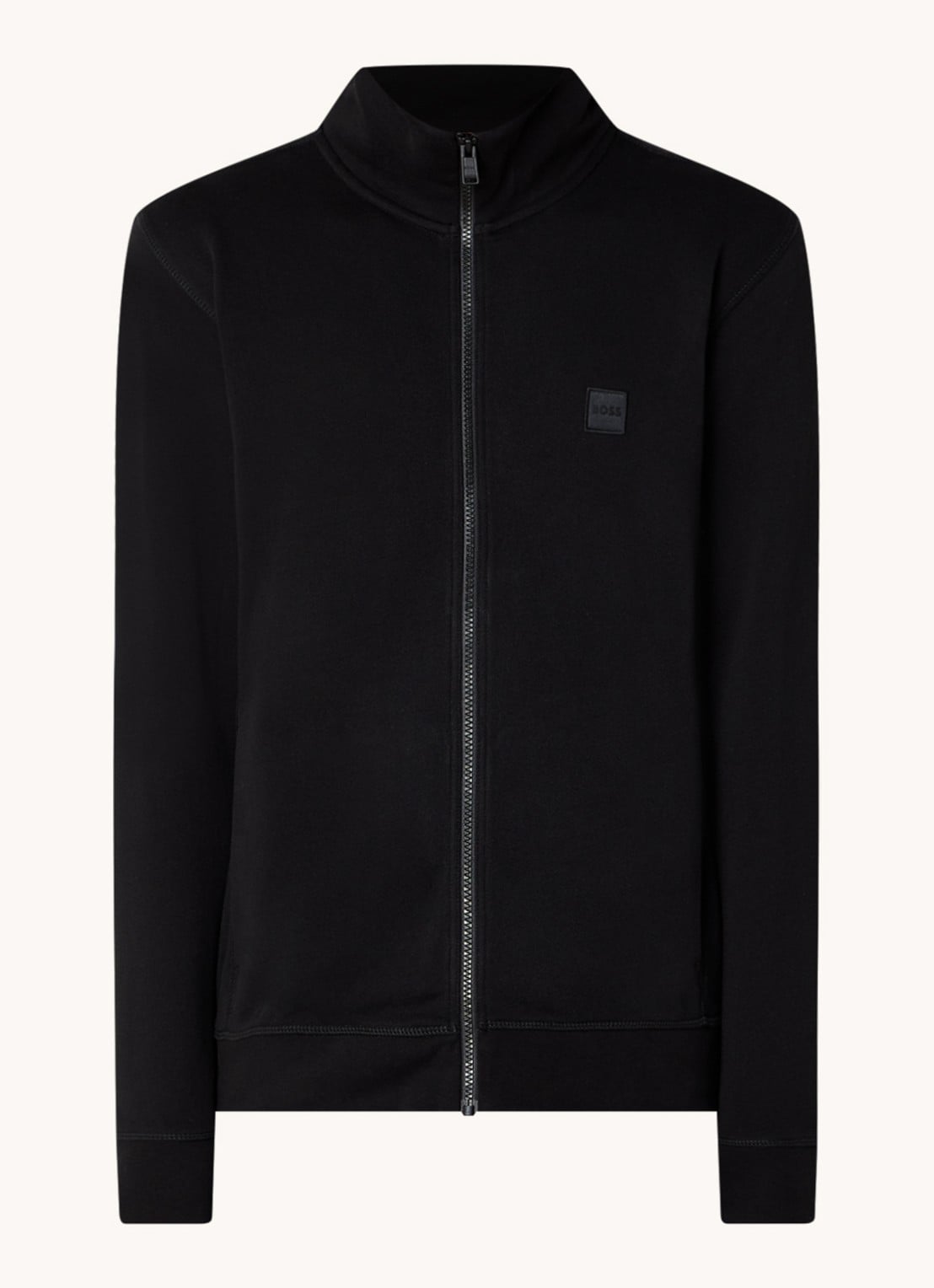 BOSS Zestart sweatvest met logo - voorkant zwart