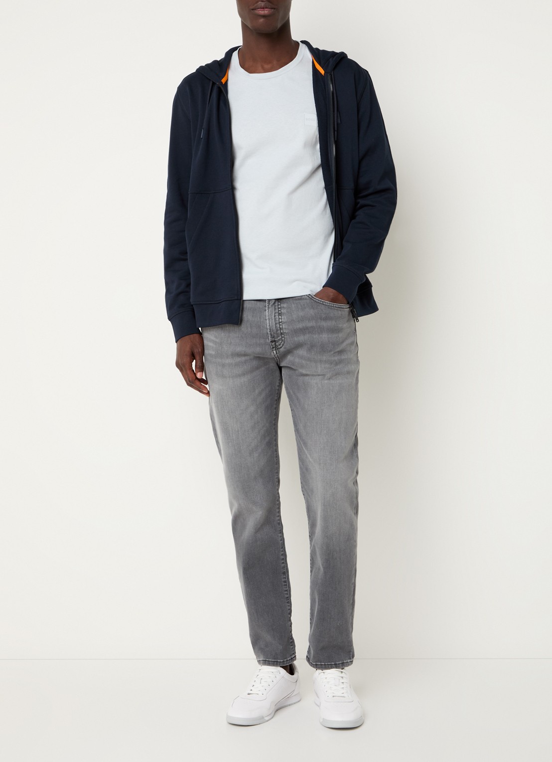BOSS Zetalky sweatvest met logo - voorkant 5 donkerblauw