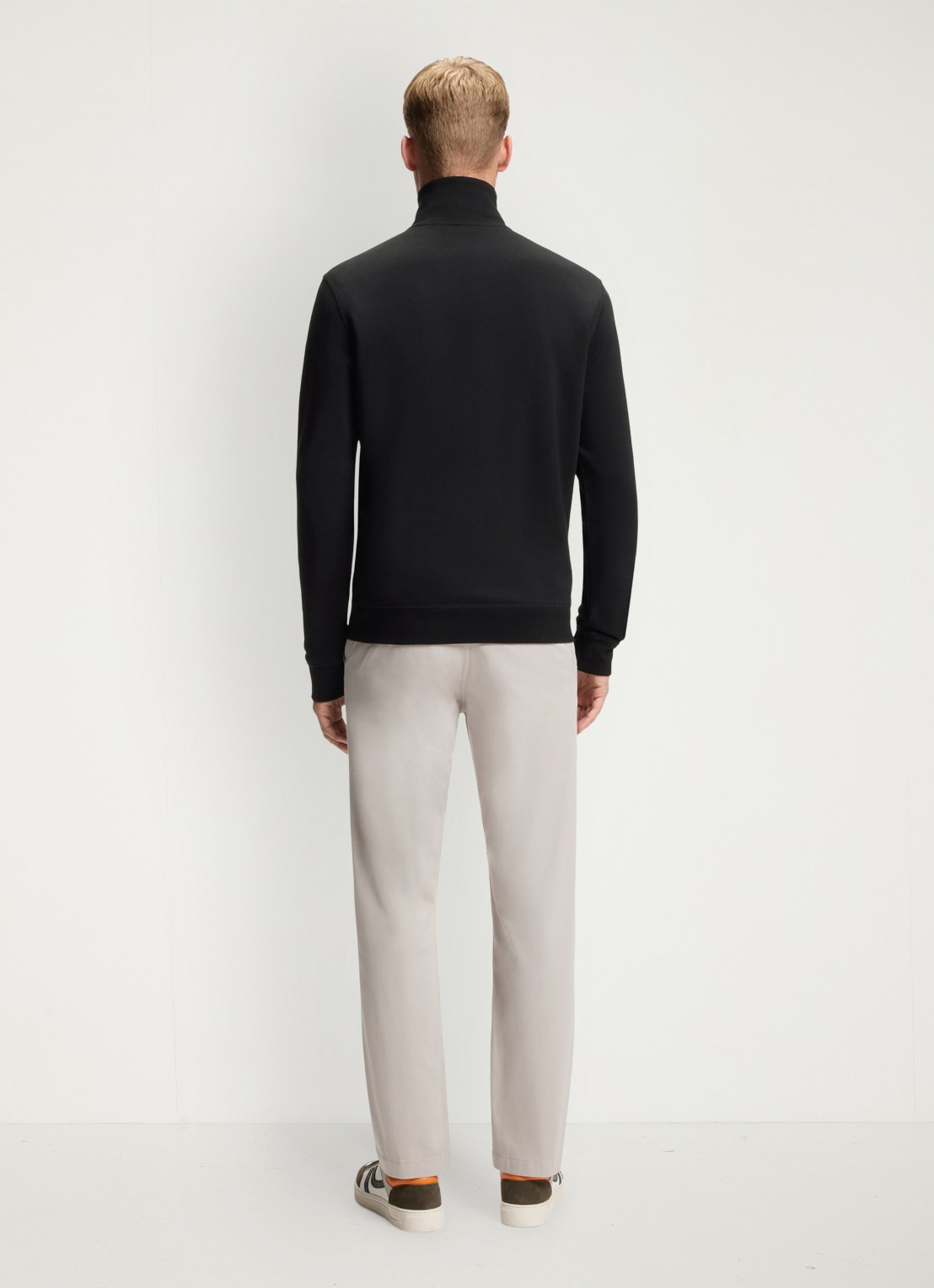 BOSS Zetrust sweater met logo en halve rits  - achterkant 7 black-001 / zwart