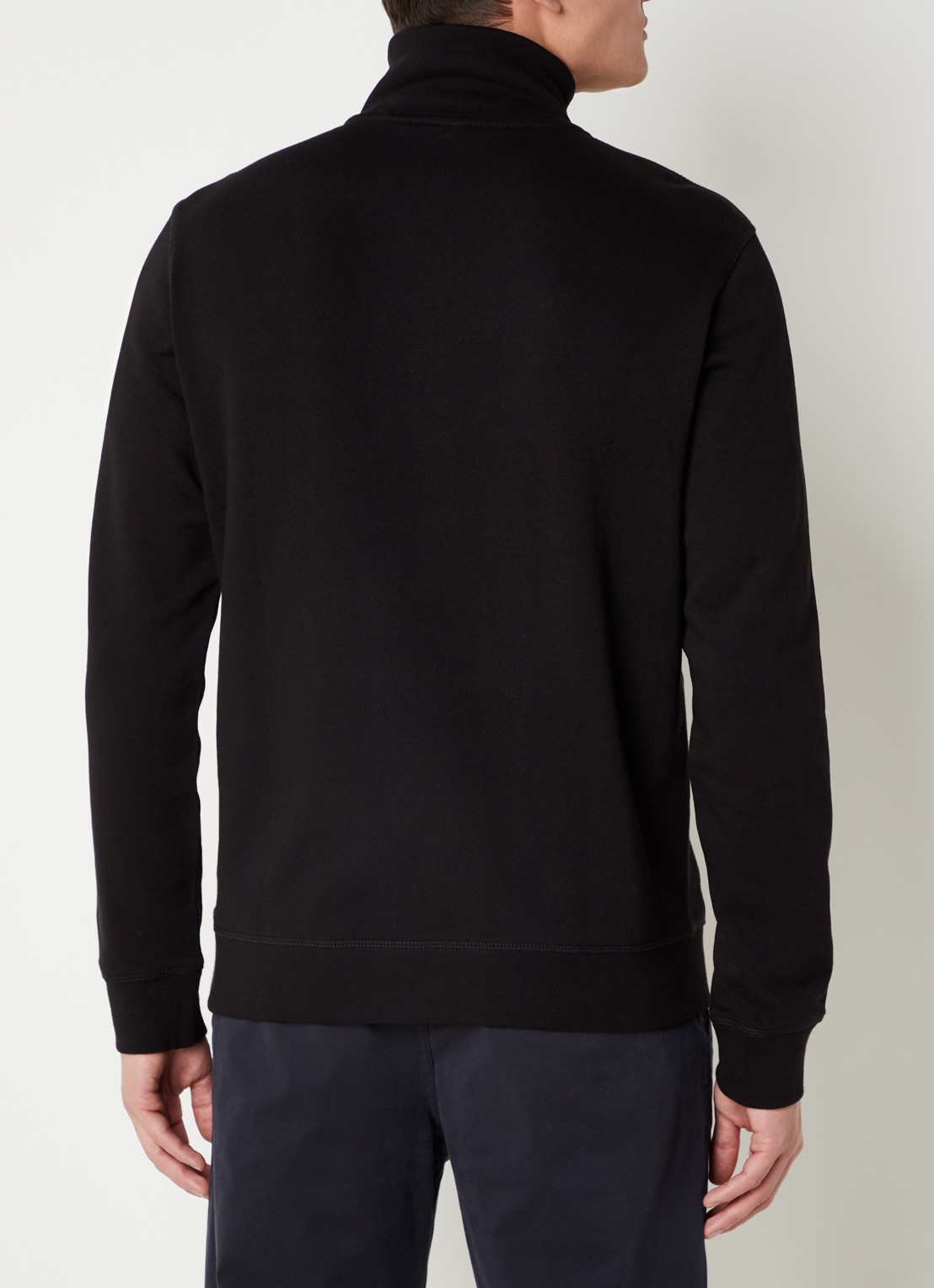 BOSS Zetrust sweater met logo en halve rits  - achterkant 8 black-001 / zwart