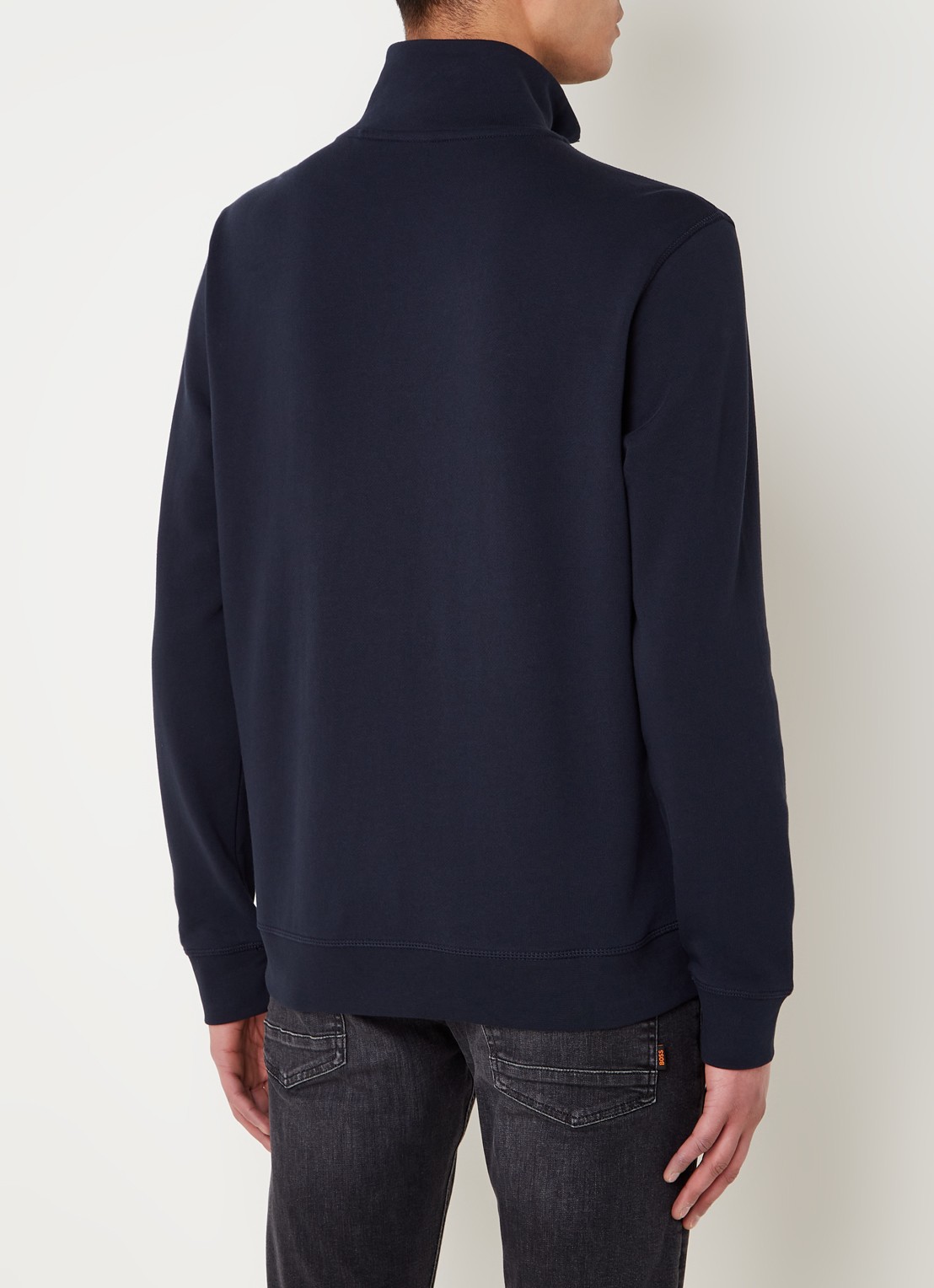 BOSS Zetrust sweater met logo en halve rits  - achterkant 3 dark blue-404 / blauw