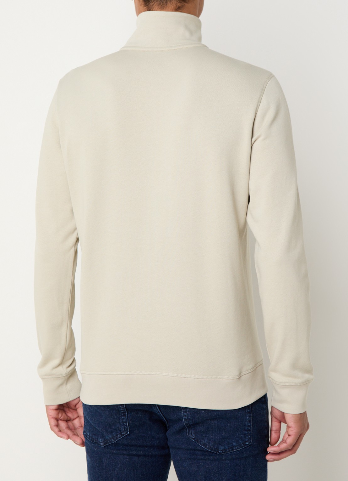 BOSS Zetrust sweater met logo en halve rits  - achterkant light beige-271 / beige