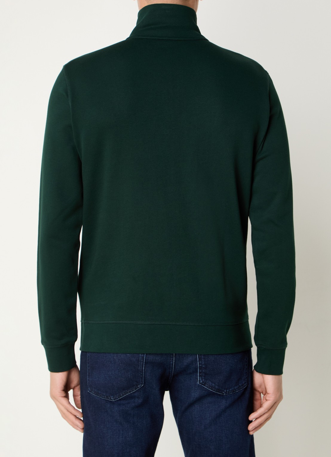 BOSS Zetrust sweater met logo en halve rits  - achterkant 3 open green-350 / groen