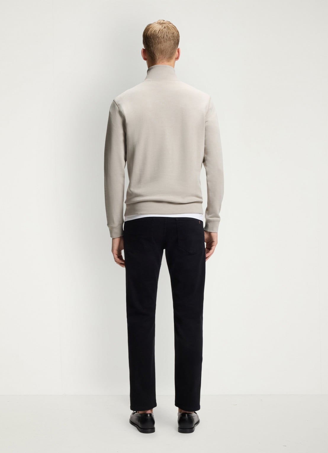 BOSS Zetrust sweater met logo en halve rits  - achterkant open grey-070 / grijs