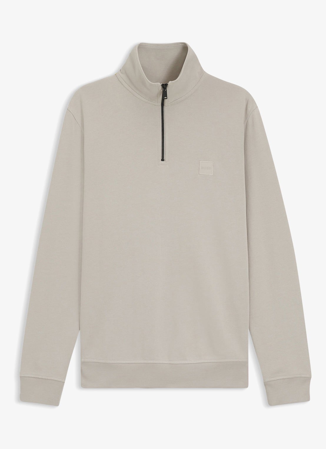 BOSS Zetrust sweater met logo en halve rits  - voorkant 2 open grey-070 / grijs