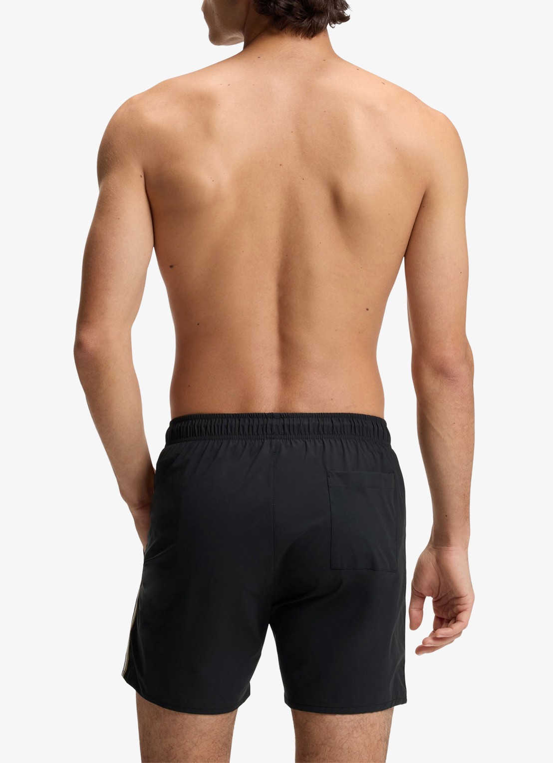 BOSS Zwemshort met kenmerkende streep en logo - achterkant 3 black-001 / zwart