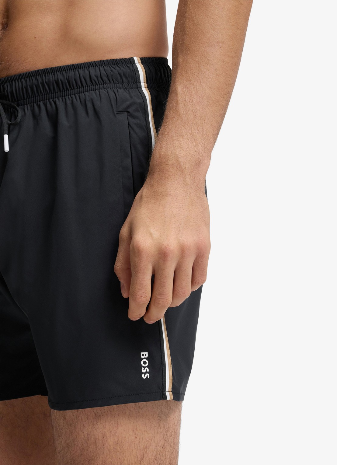 BOSS Zwemshort met kenmerkende streep en logo - detail 4 black-001 / zwart