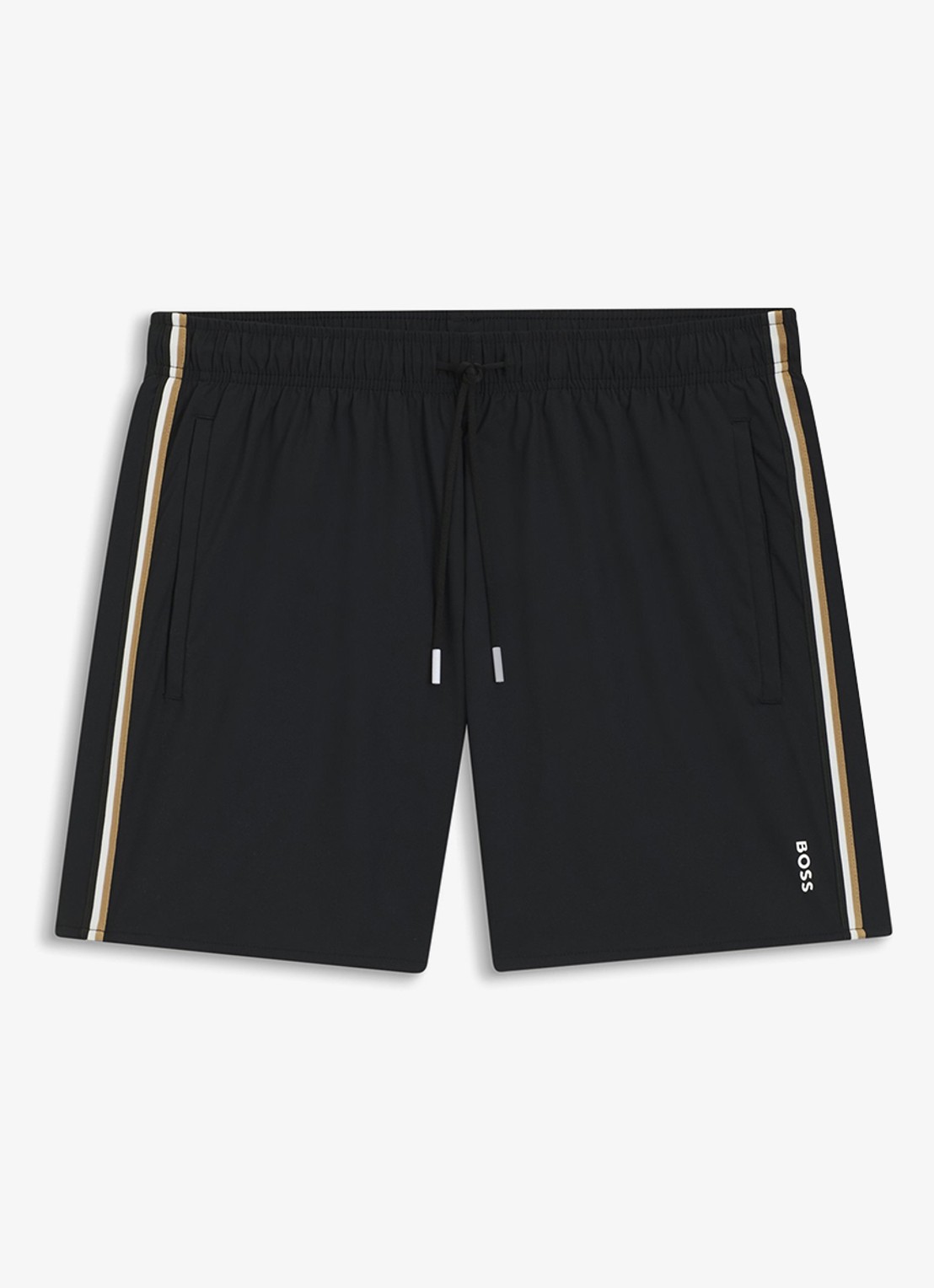 BOSS Zwemshort met kenmerkende streep en logo - voorkant black-001 / zwart