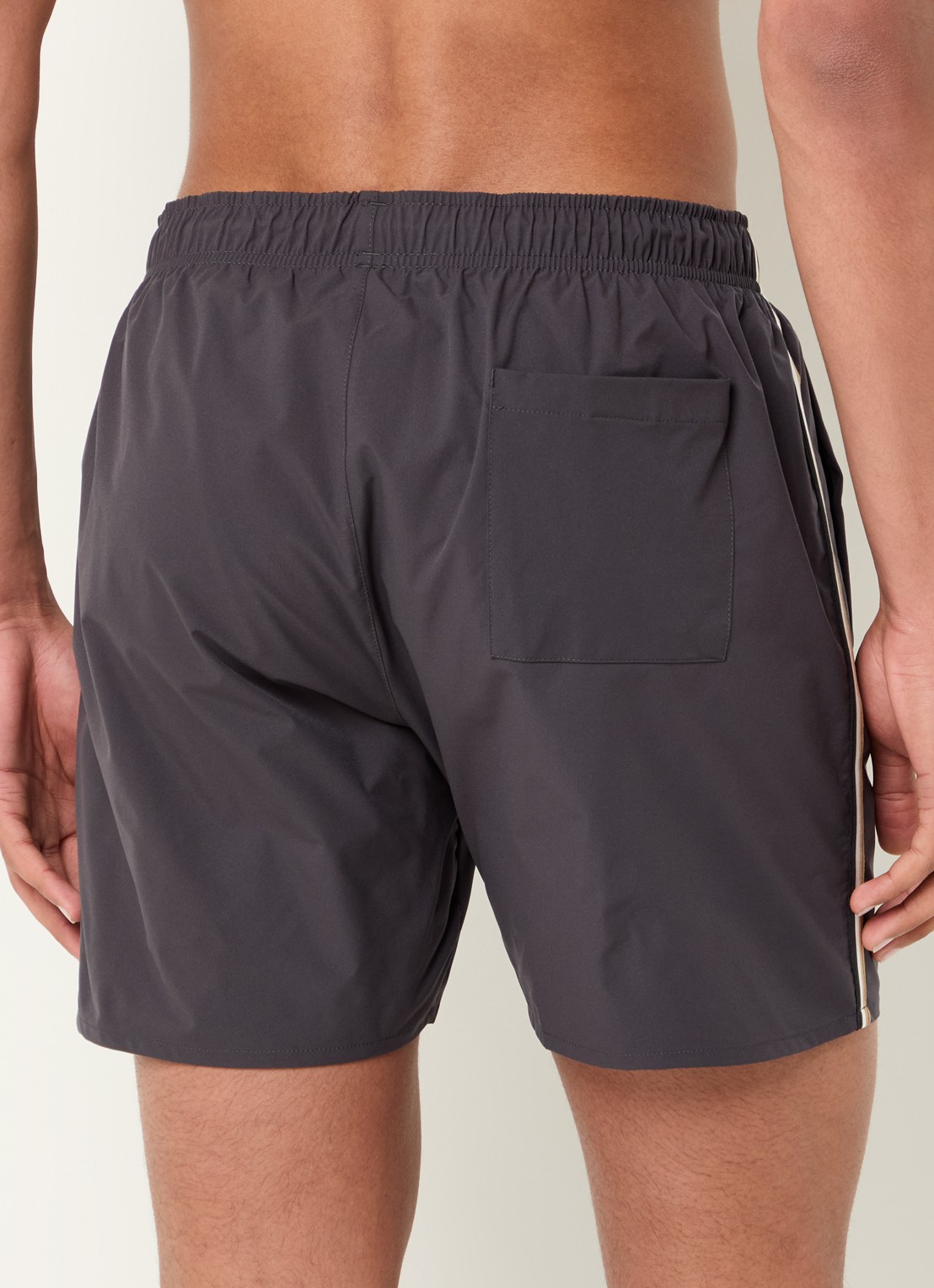 BOSS Zwemshort met kenmerkende streep en logo - achterkant 4 dark grey-022 / grijs