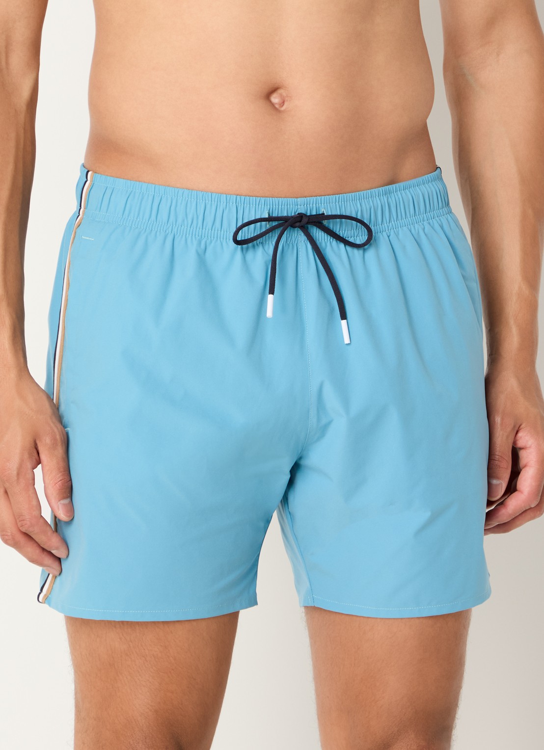 BOSS Zwemshort met kenmerkende streep en logo - detail 3 light/pastel blue-453 / lichtblauw
