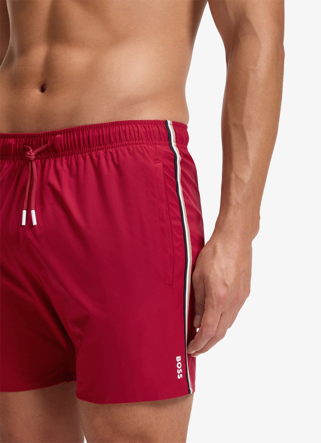 BOSS Zwemshort met kenmerkende streep en logo - detail 3 medium red-614 / rood