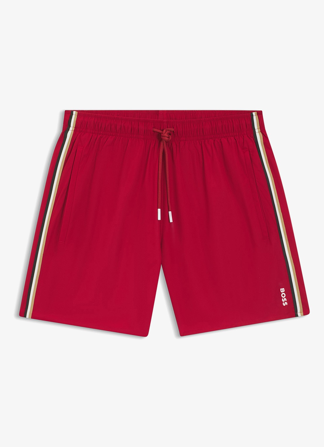 BOSS Zwemshort met kenmerkende streep en logo - voorkant 4 medium red-614 / rood