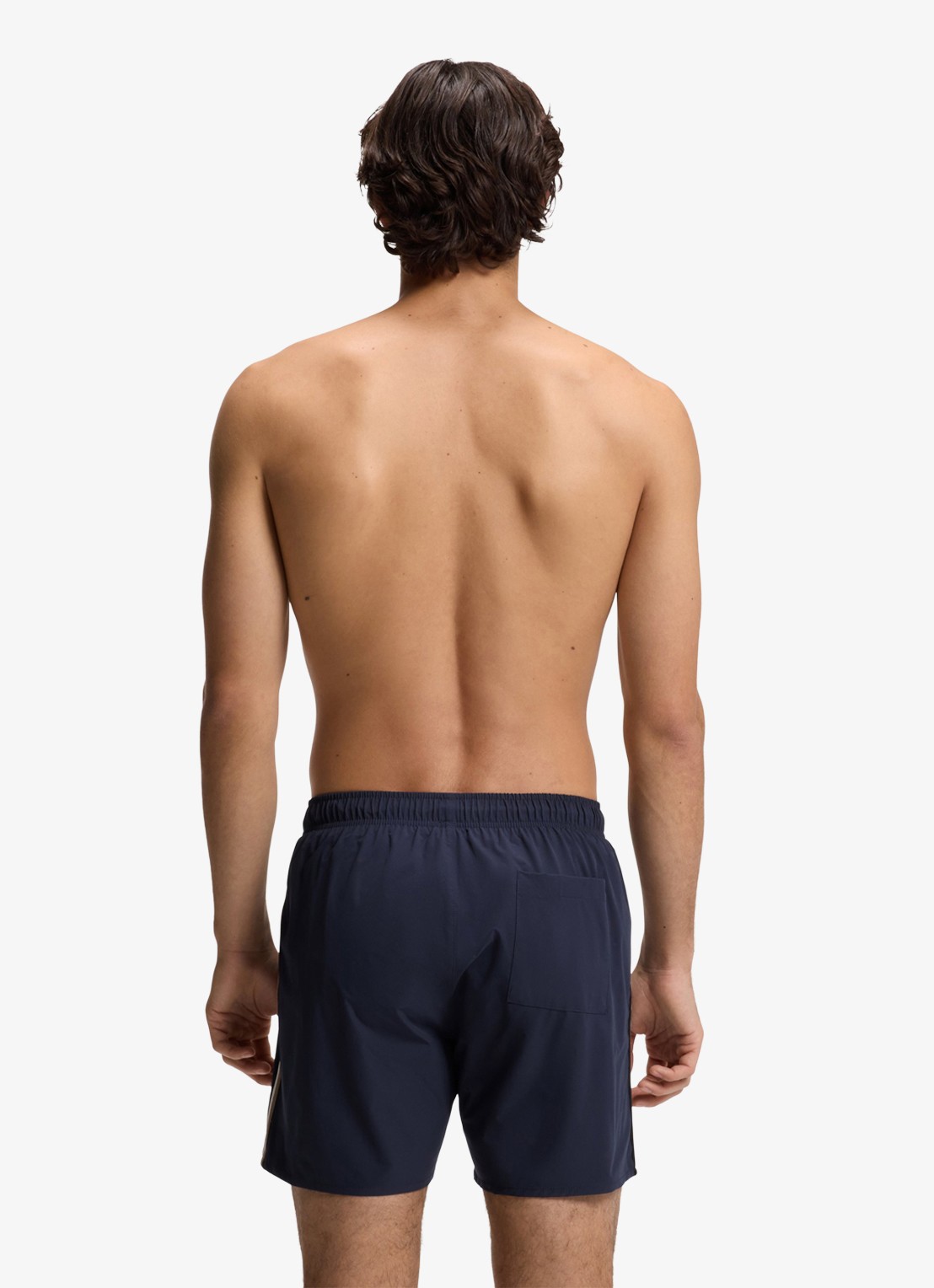 BOSS Zwemshort met kenmerkende streep en logo - achterkant 4 navy-413 / blauw