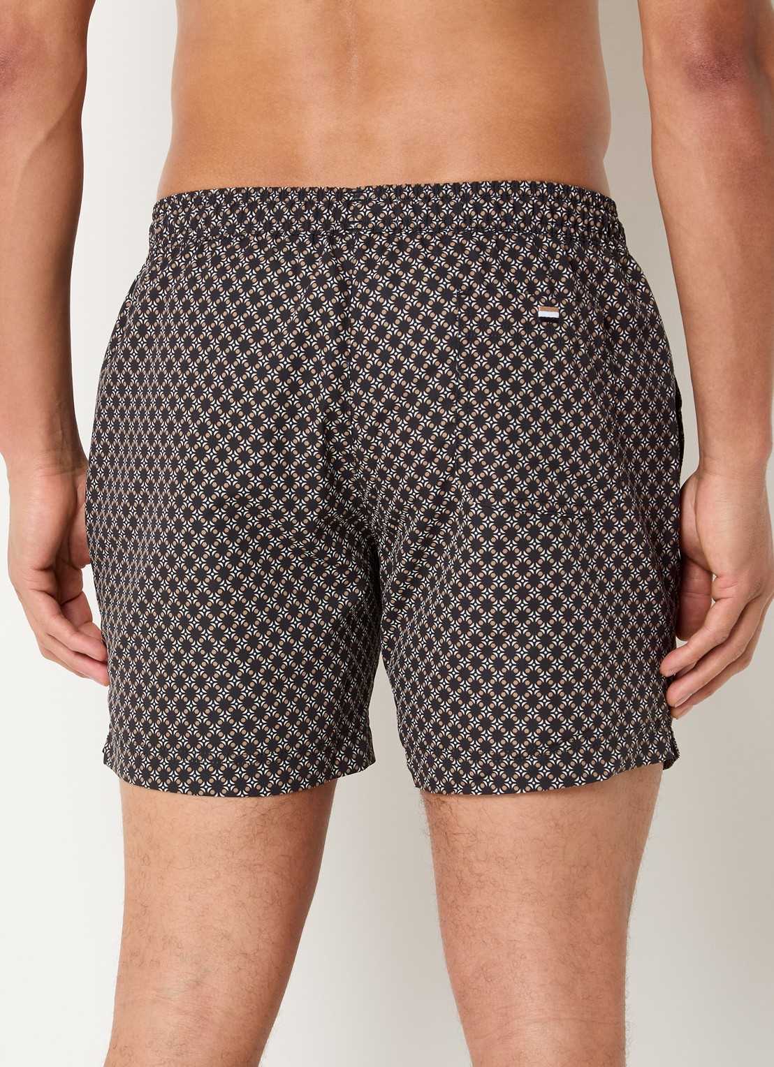 BOSS Zwemshort met microprint en logopatch - achterkant black-002 / zwart