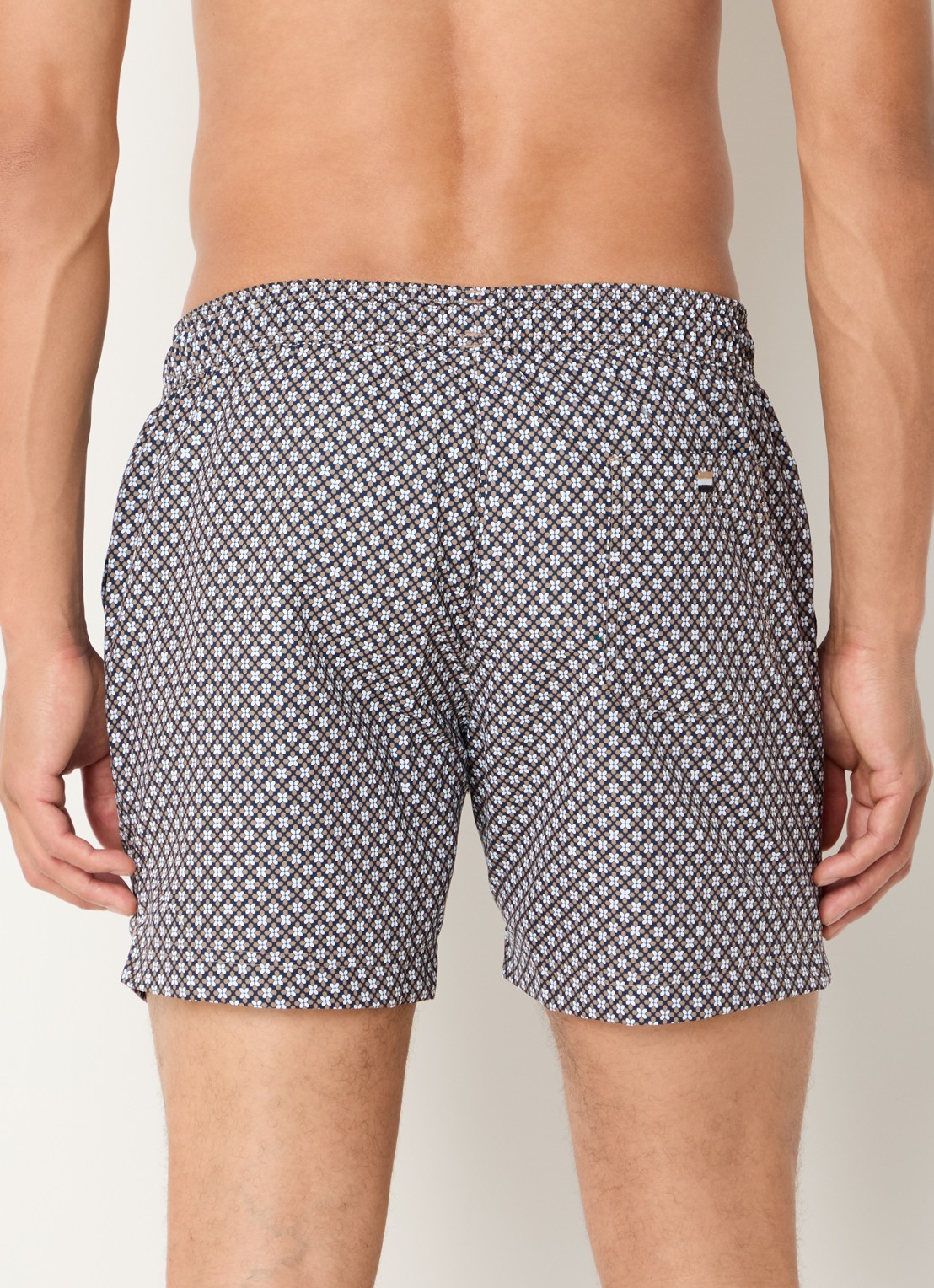 BOSS Zwemshort met microprint en logopatch - achterkant 2 black-003 / zwart