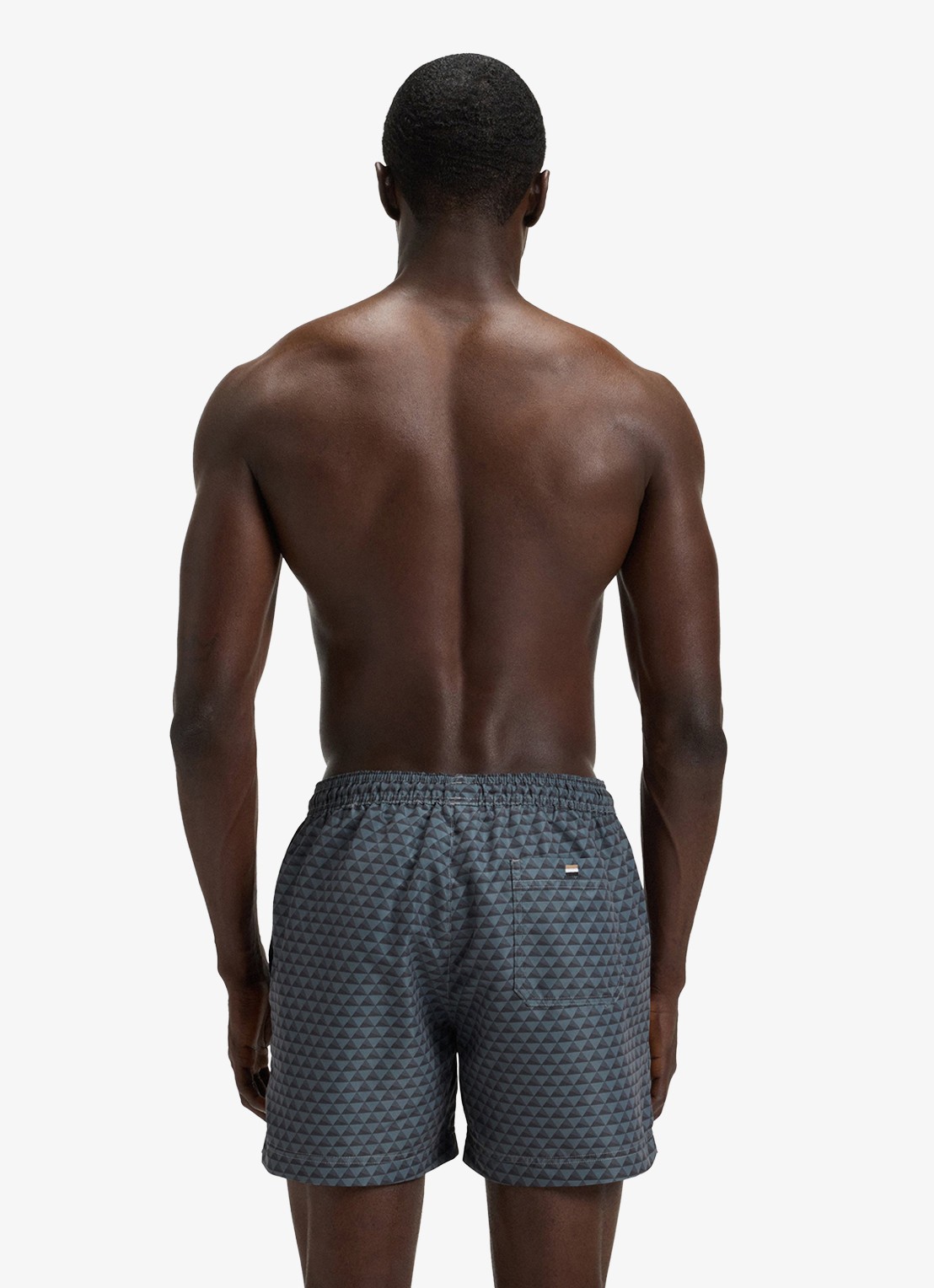 BOSS Zwemshort met microprint en logopatch - achterkant 4 open grey-062 / grijs