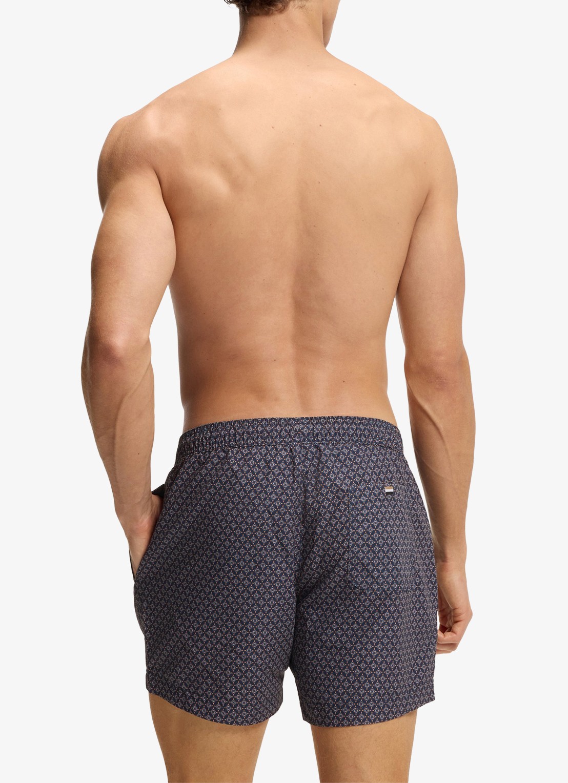 BOSS Zwemshort met microprint en logopatch - achterkant 3 bright orange-820 / oranje