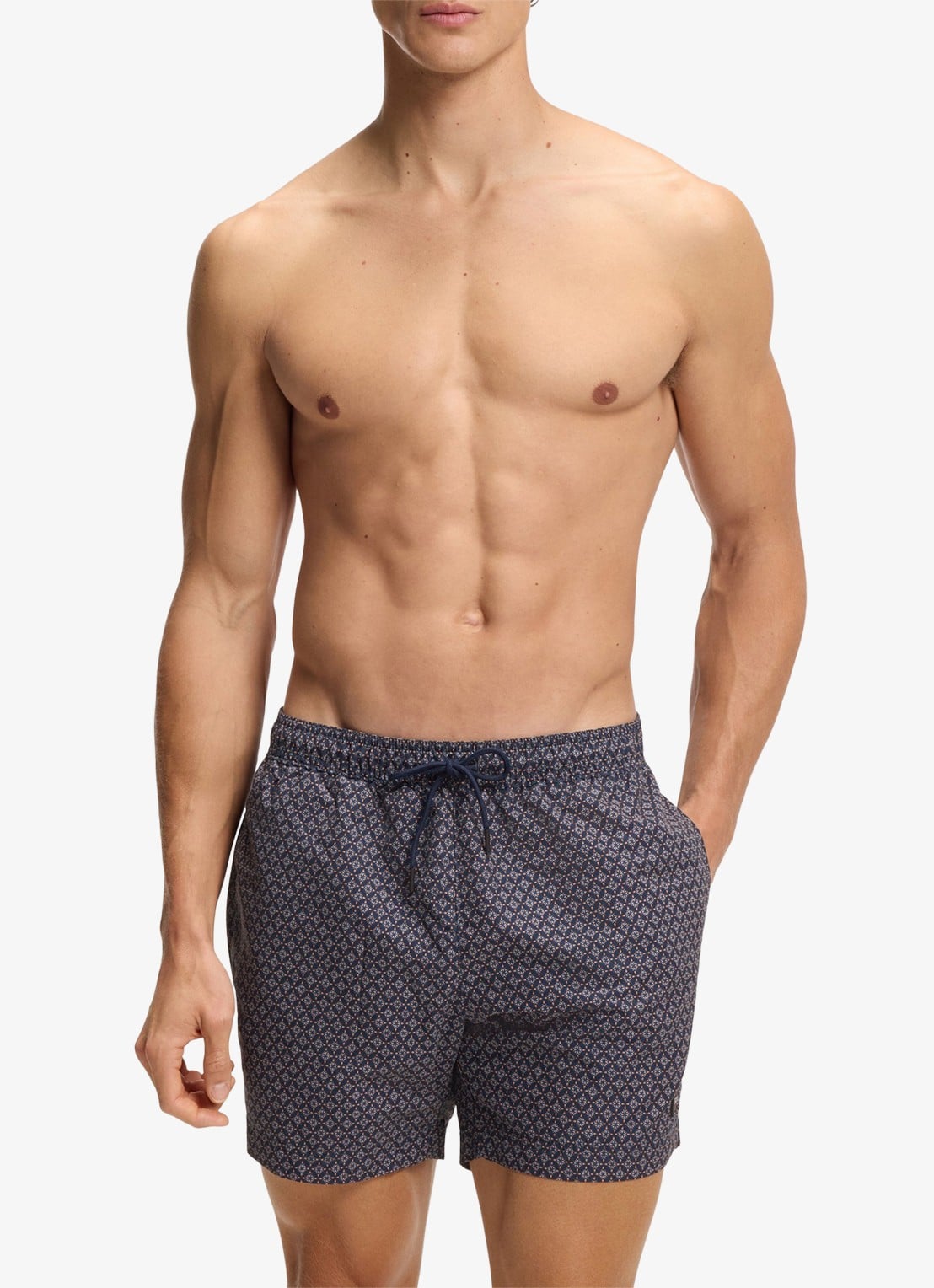 BOSS Zwemshort met microprint en logopatch - detail bright orange-820 / oranje