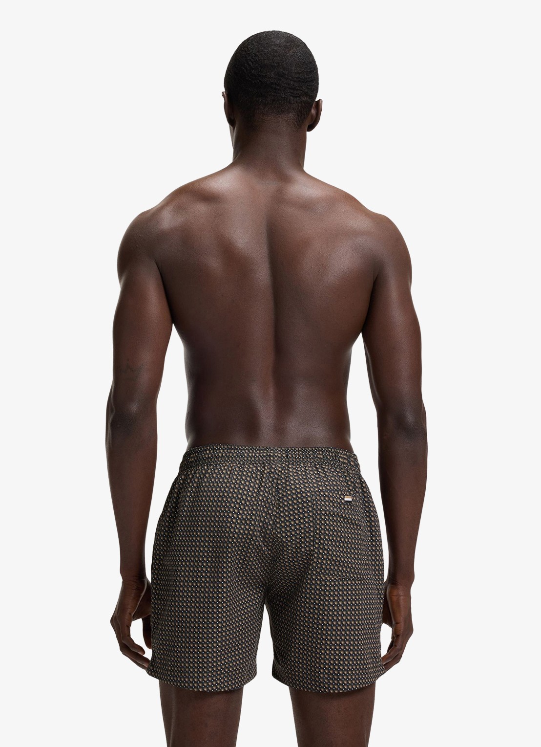 BOSS Zwemshort met microprint en logopatch - achterkant 3 black-004 / zwart