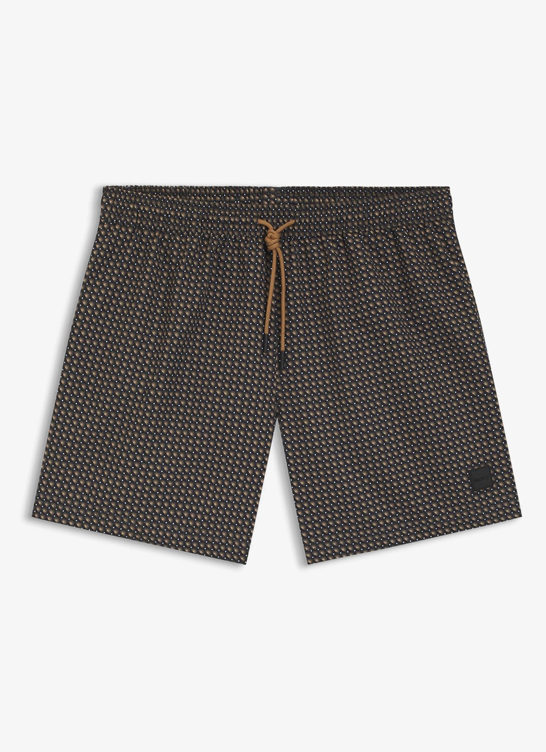 BOSS Zwemshort met microprint en logopatch - voorkant 4 black-004 / zwart