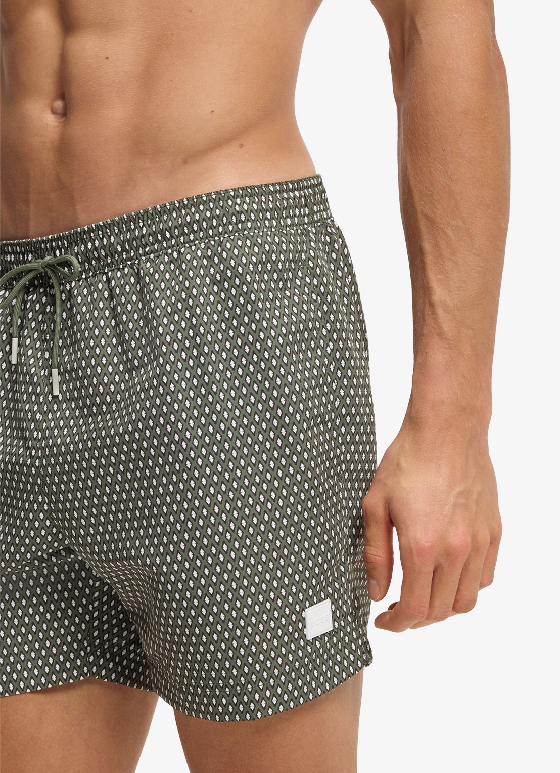 BOSS Zwemshort met microprint en logopatch - detail 2 open green-351 / groen